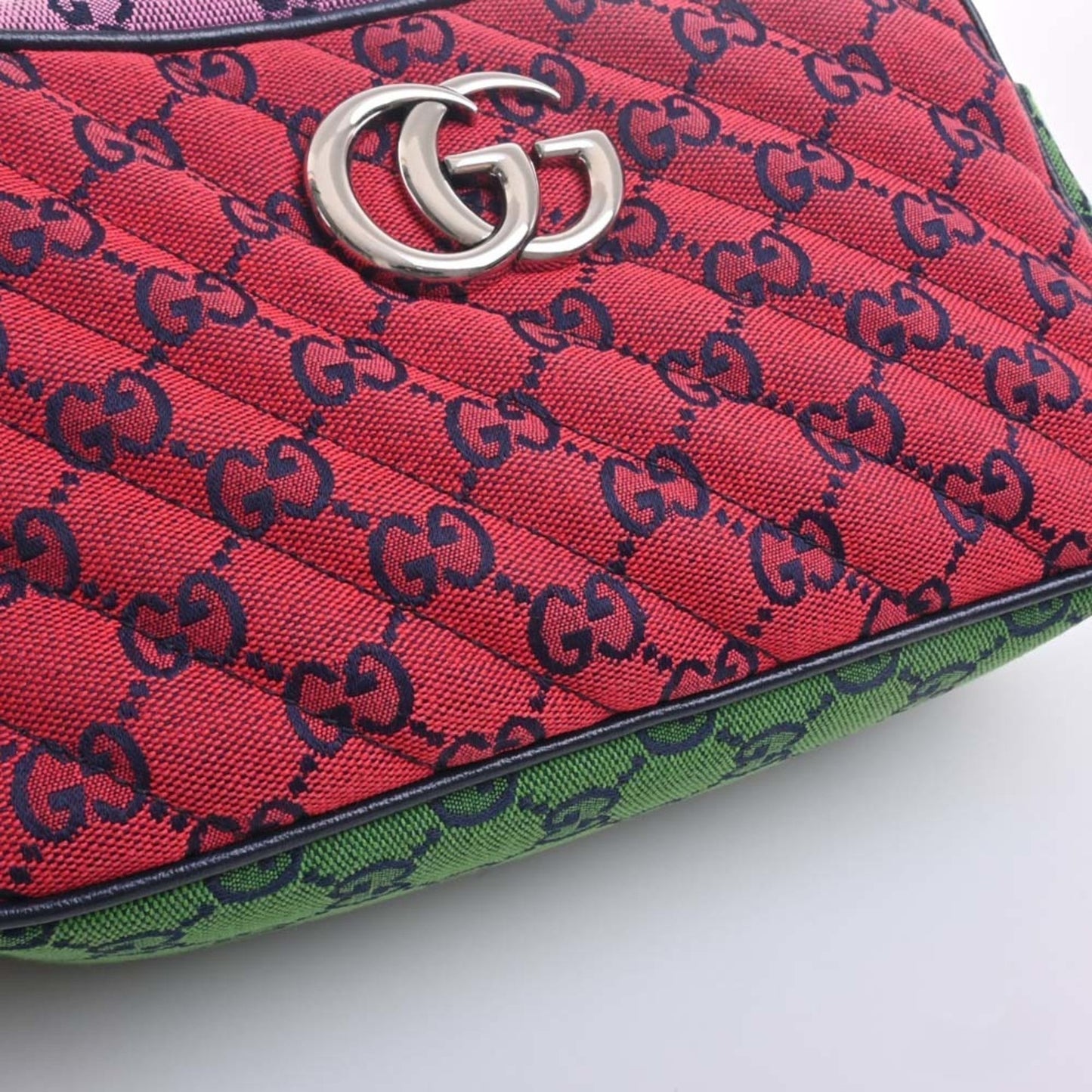 GUCCI GG Marmont Canvas Leather Chain Shoulder Bag 447632 Multicolor Women's