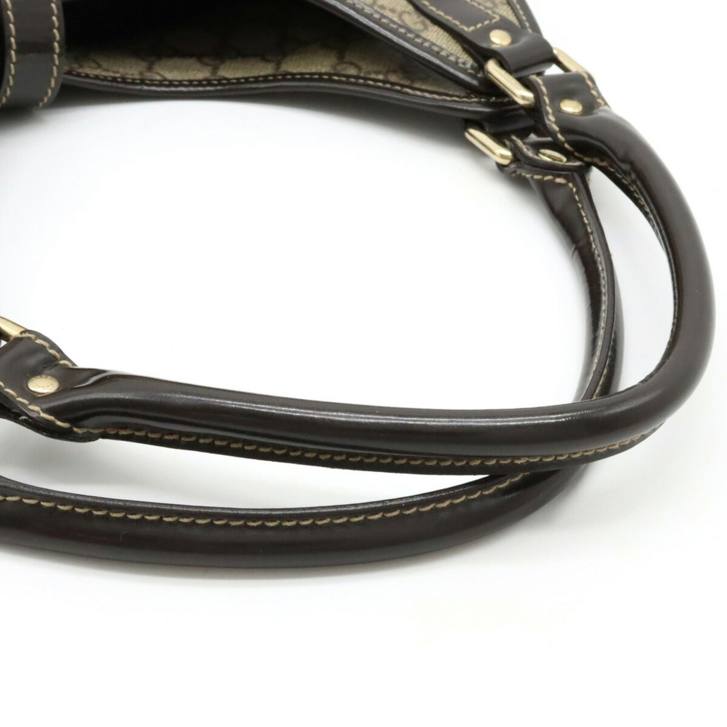GUCCI Jackie GG Plus Supreme Shoulder Bag PVC Leather Khaki Beige Dark Brown 203494