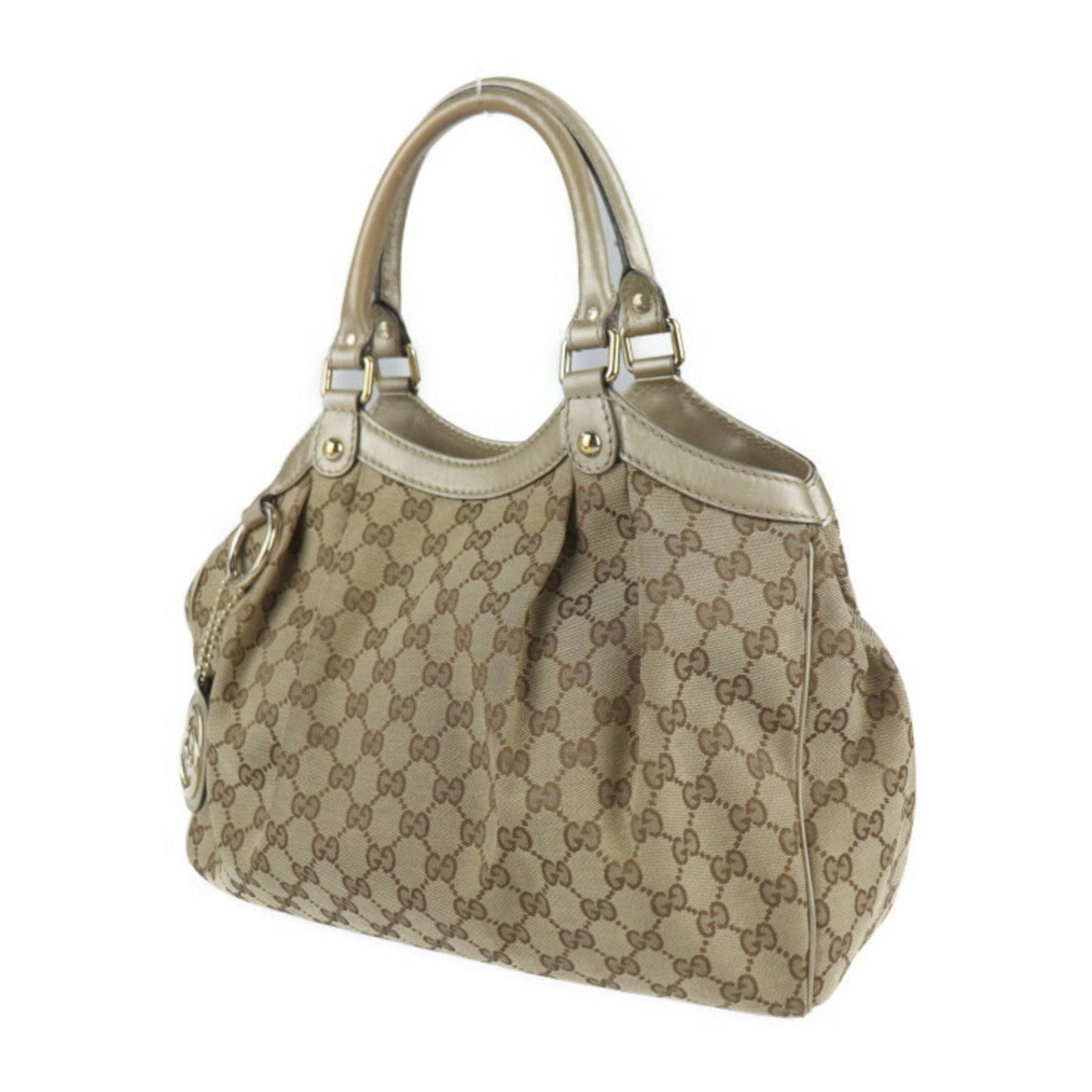 Gucci Suki handbag 211944 GG canvas leather beige gold hardware tote bag