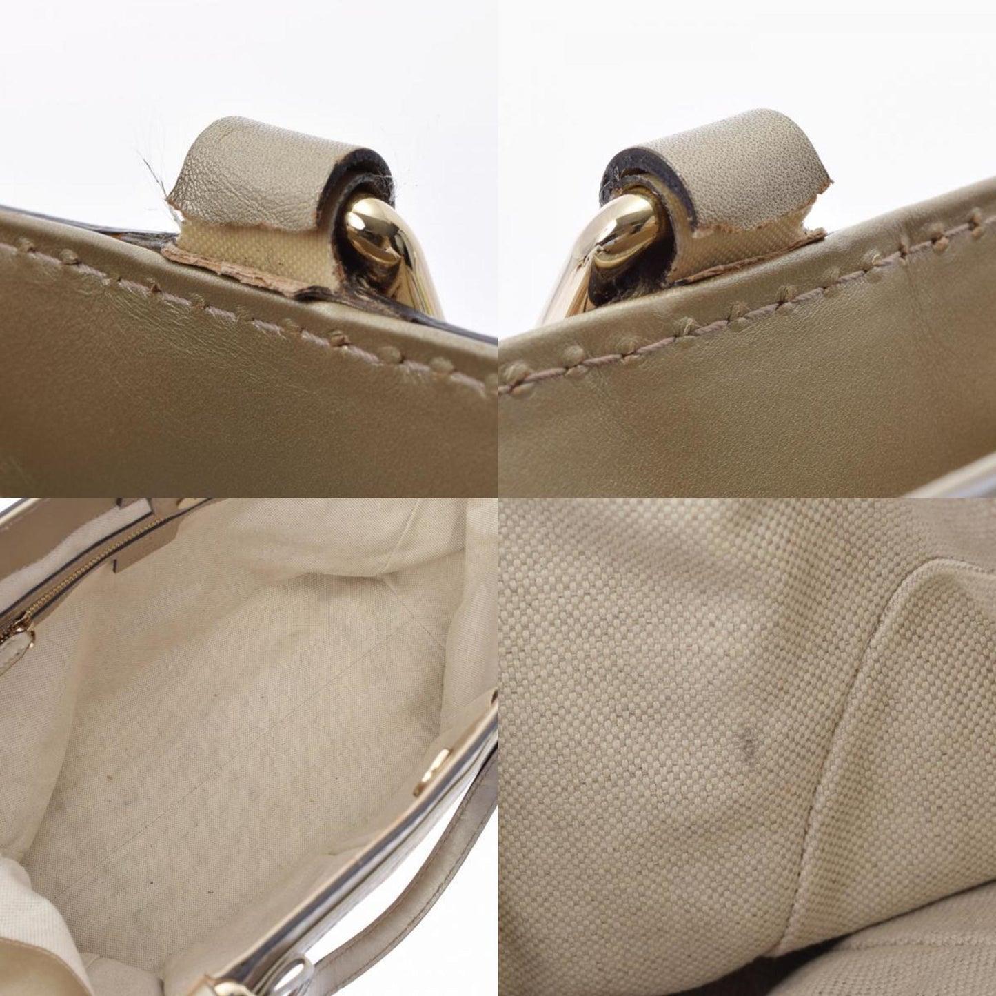 Gucci GG Pattern Tote Bag Beige/Gold 257061 Women's Canvas Leather