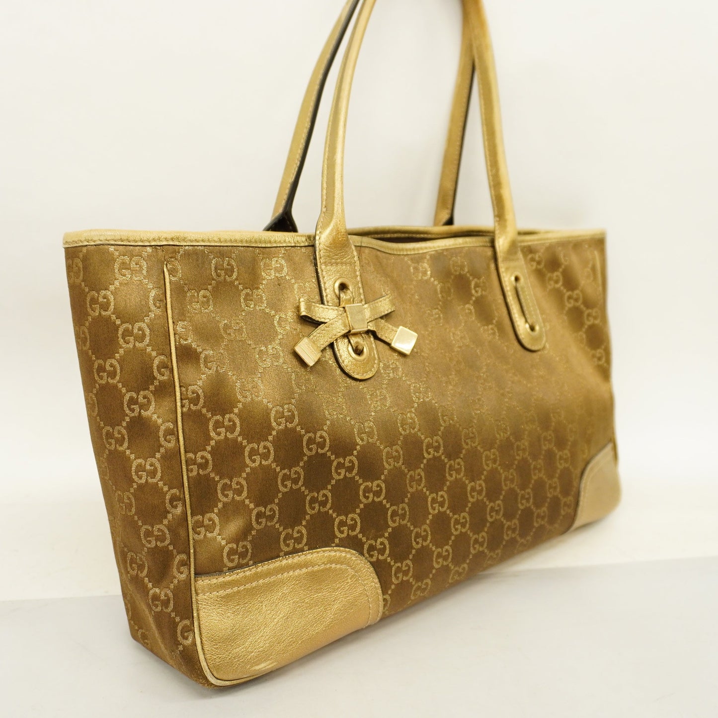 Gucci  Princey 163805 Women's Nylon,Leather Tote Bag Brown