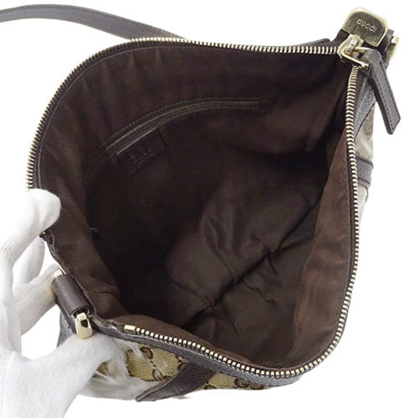Gucci Bag Ladies Shoulder GG Crystal Brown Beige 265691 Compact