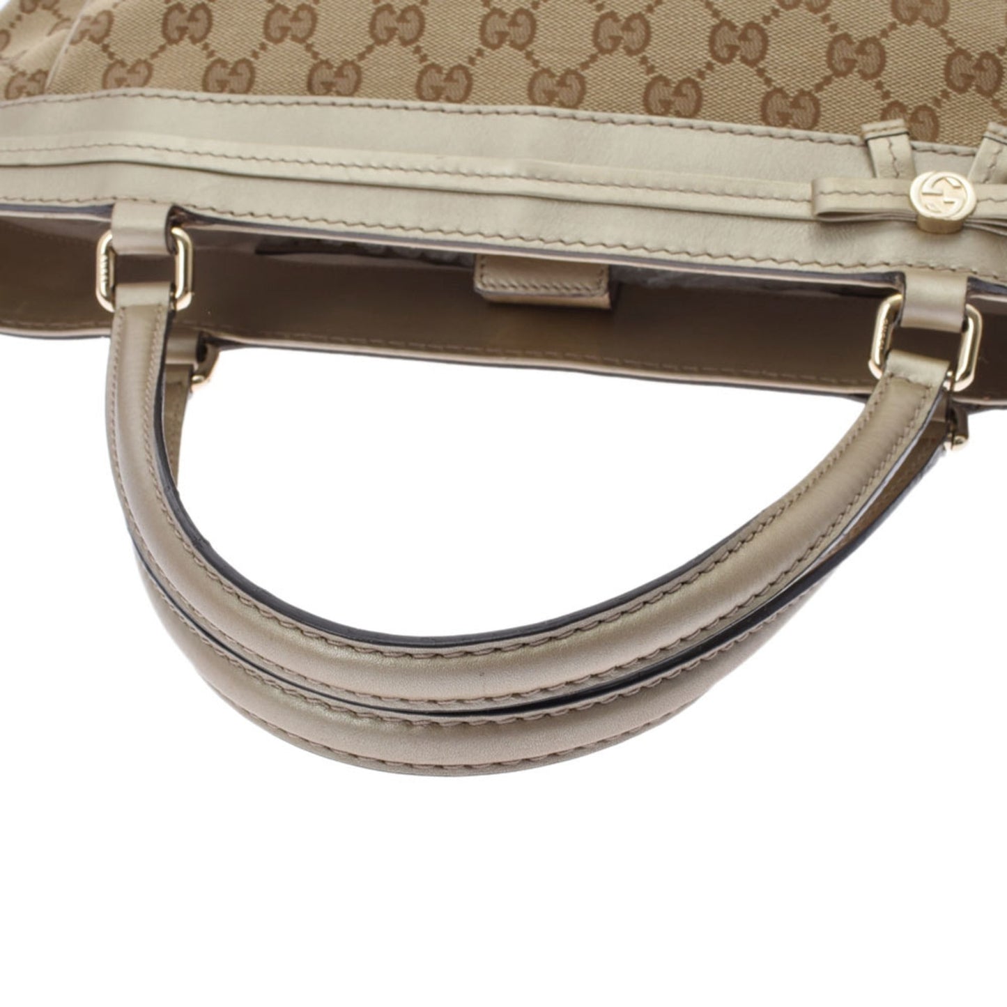 Gucci GG Pattern Tote Bag Beige/Gold 257061 Women's Canvas Leather
