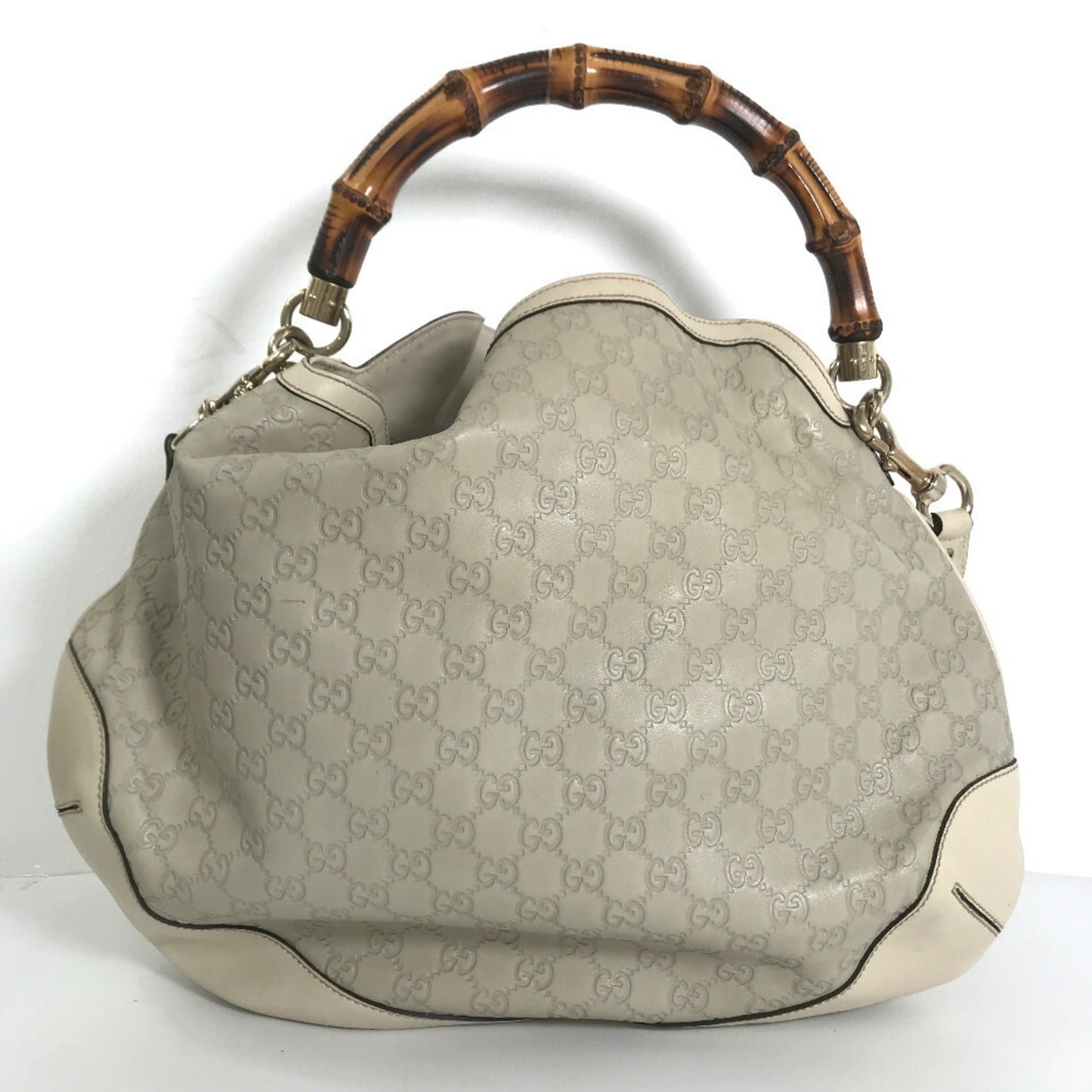 GUCCI Handbag Shima Bamboo 2way Shoulder 169976 Leather Cream Ladies