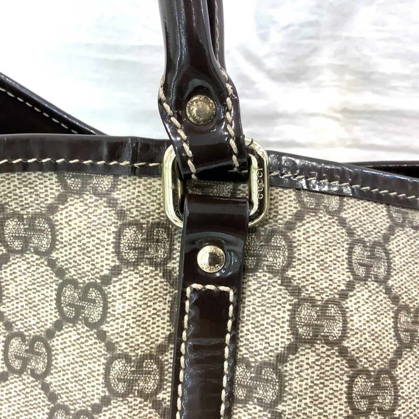 Gucci (Gucci) GG Pattern Tote Bag PVC Coated Canvas Brown Enamel 197953.213048 Women's