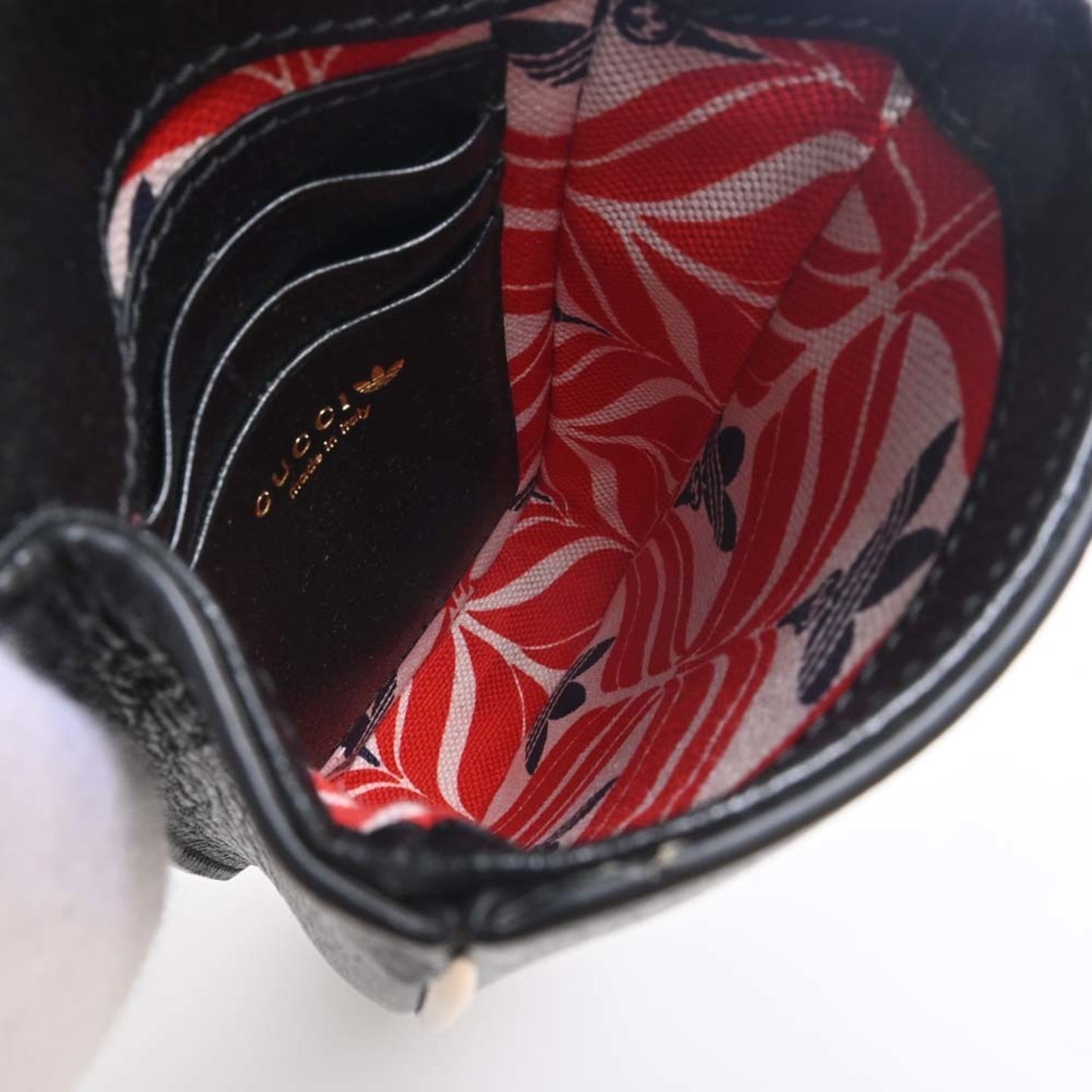 GUCCI Adidas collaboration leather shoulder bag 721794 black ladies