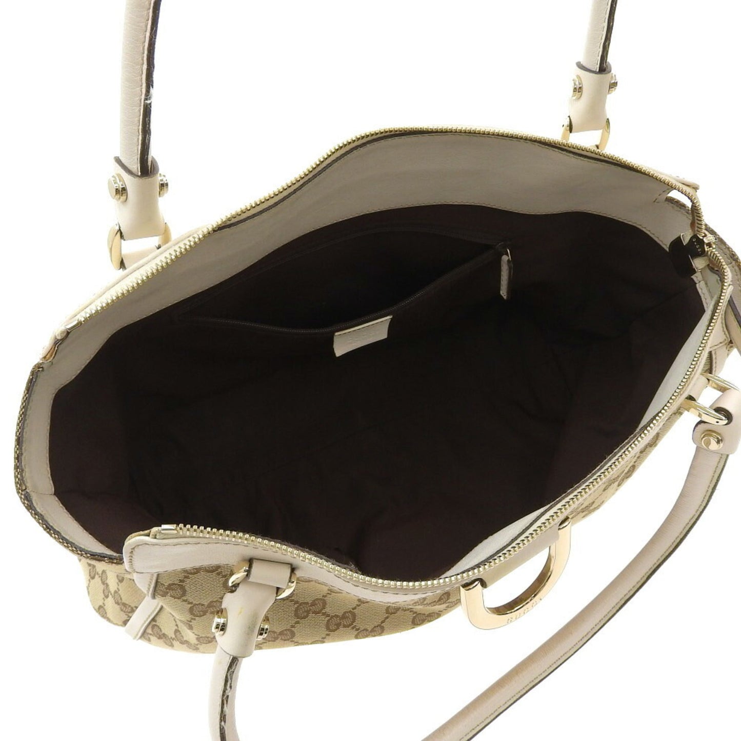 Gucci GG Canvas Tote Bag Logo Handbag Brown White 189831 002122