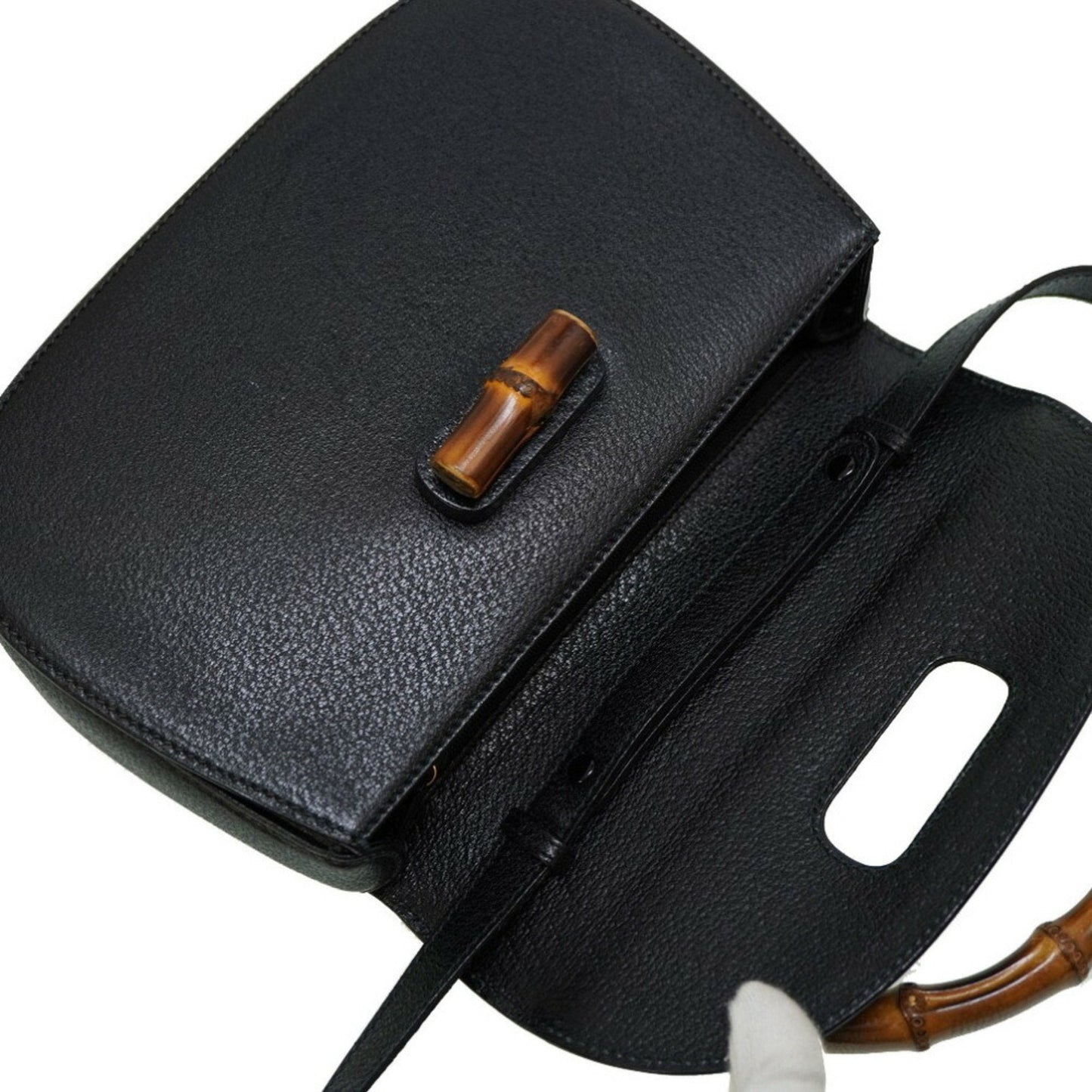 Gucci bamboo shoulder hand Bag leather black