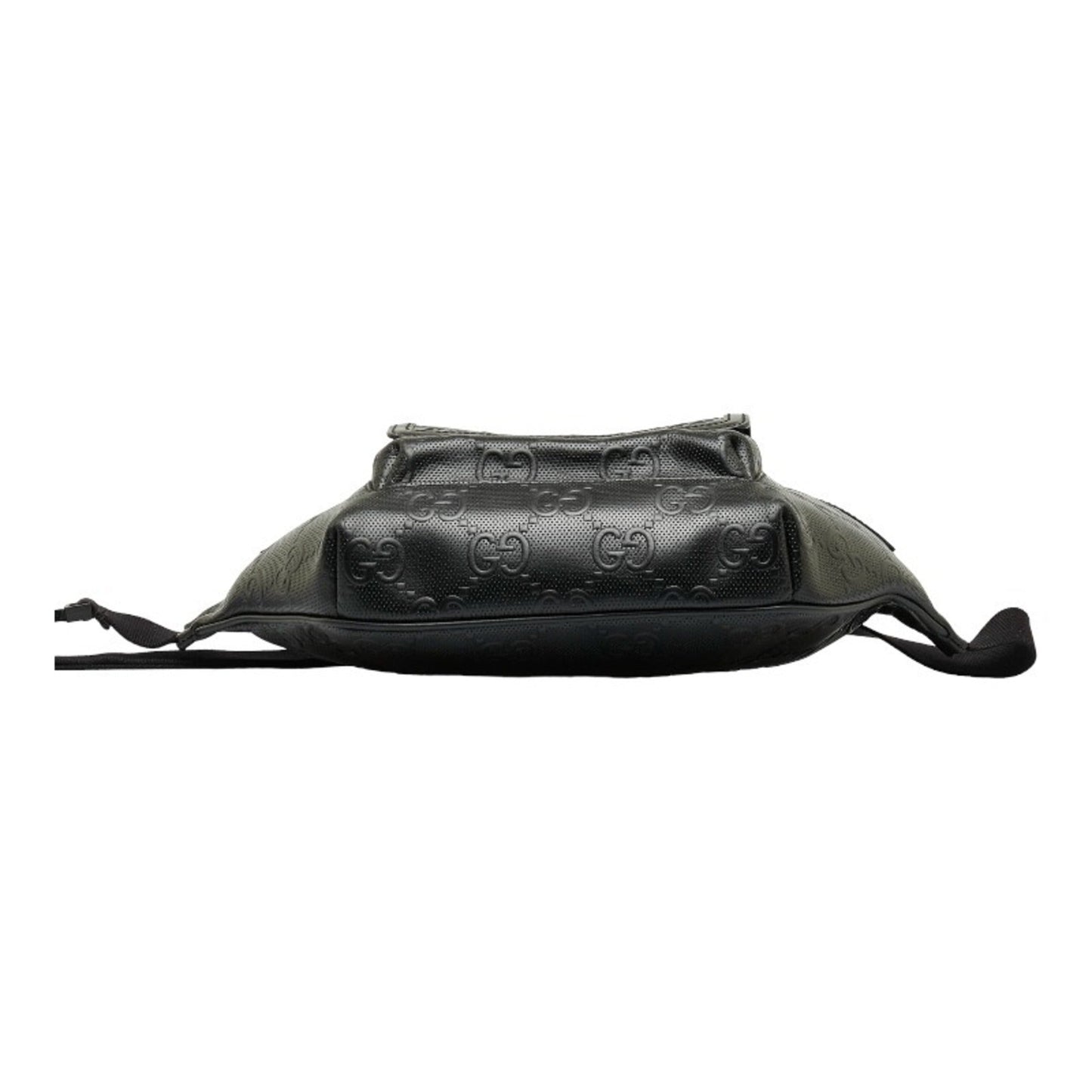GUCCI GG embossed waist bag body shoulder 645093 black leather men's