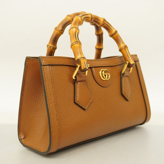 Gucci  Bamboo 2way Bag Diana 735153 Women's HandBag,Shoulder Bag Brown