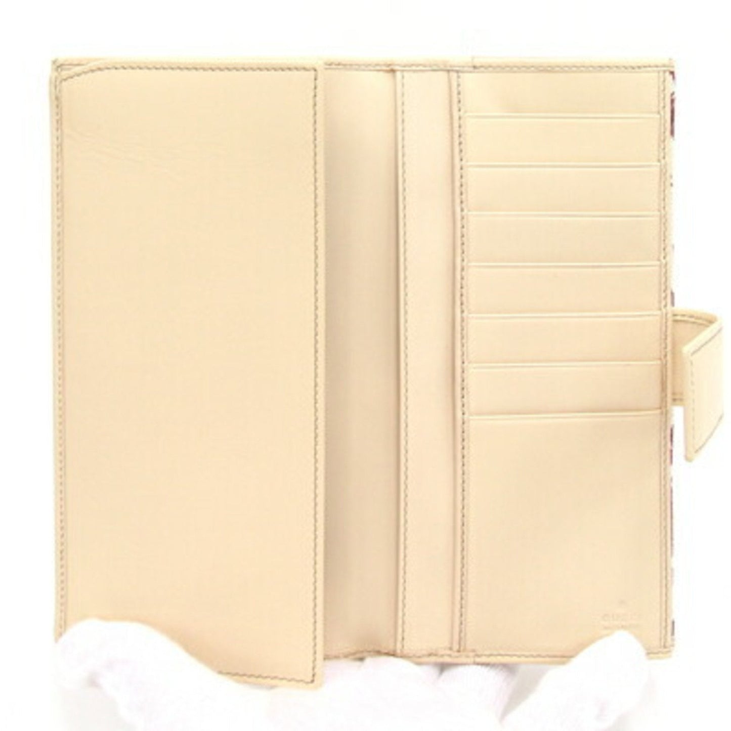 GUCCI W long wallet 112715 Purple White Canvas Leather Flower Ladies