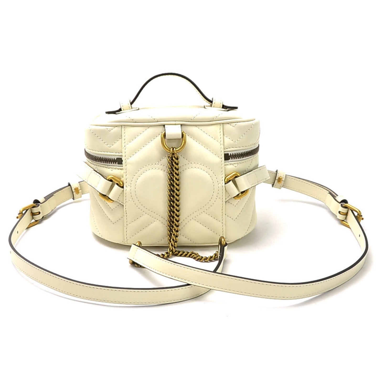 Gucci Handbag Backpack GG Marmont Quilted Leather Mini Bianco Calf Ladies 598594