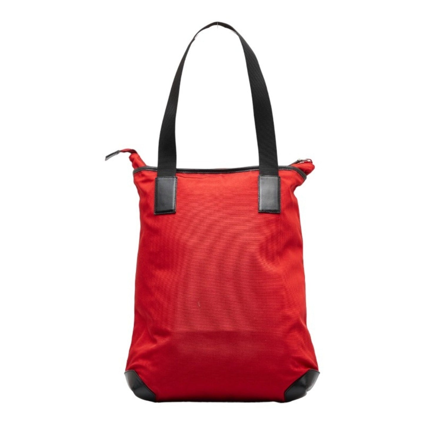 GUCCI Embossed Handbag Tote Bag 019 0401 Red Black Nylon Leather Women's