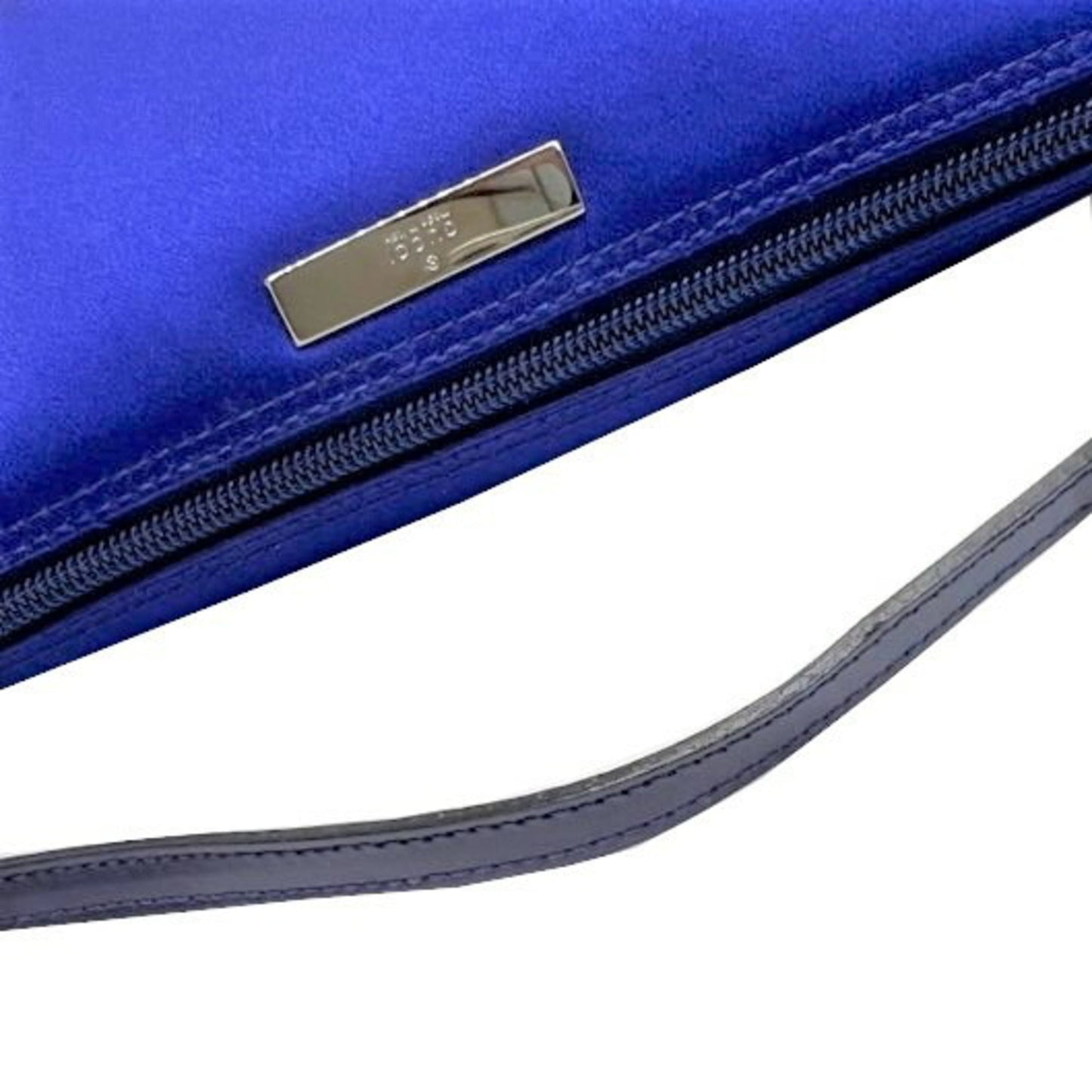 Gucci Accessory Pouch 039.1103 Satin Leather Blue Mini Bag Ladies