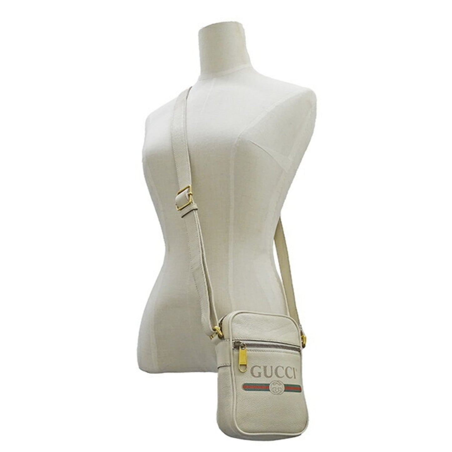 Gucci Bag ladies print shoulder leather white 574803