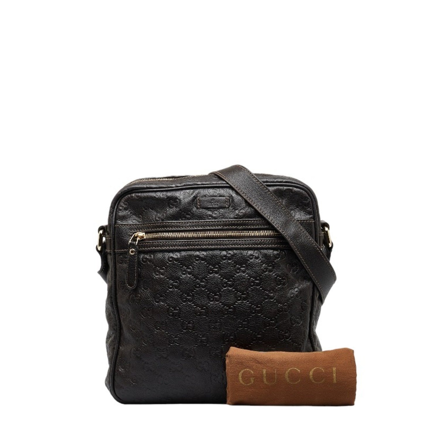 GUCCIsima Shoulder Bag 201448 Brown Leather Men's
