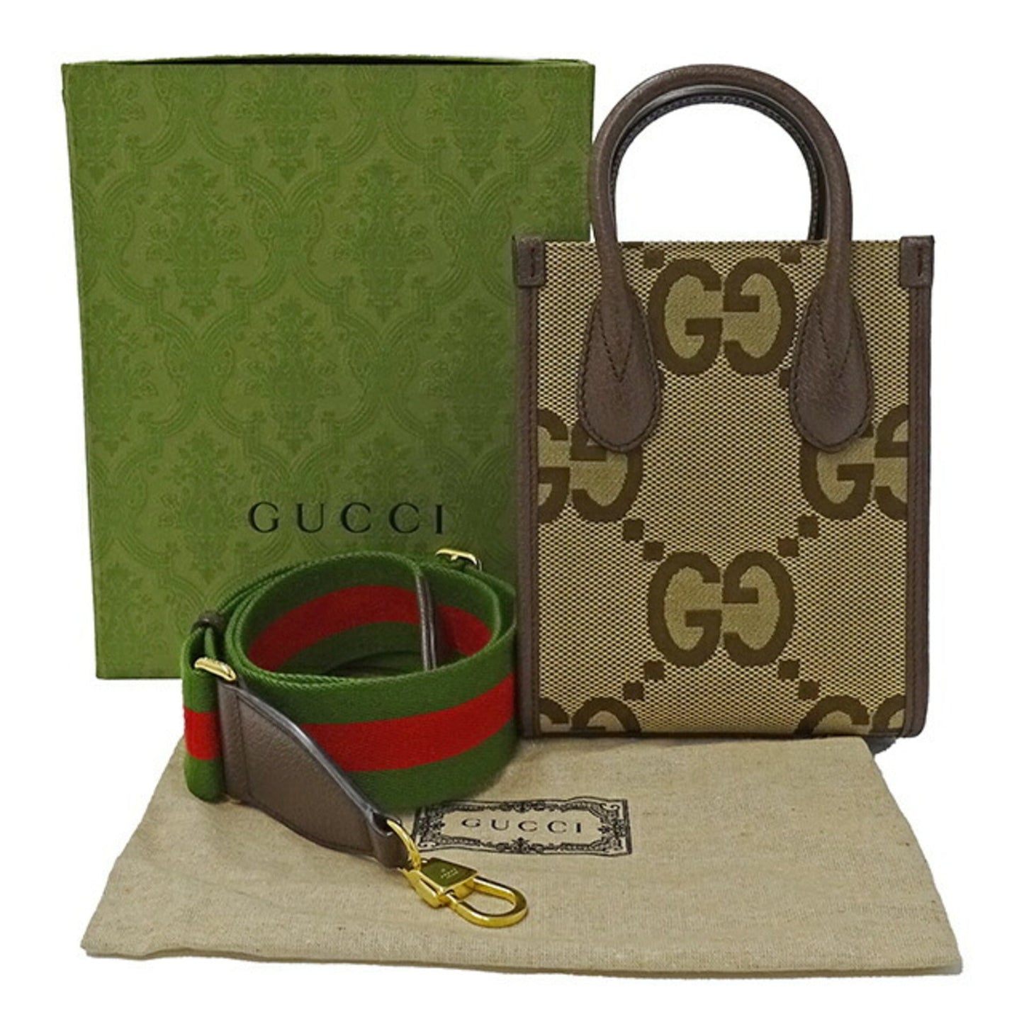Gucci Bag Women's Jumbo GG HandBag Shoulder 2way Canvas Tote Brown 699406