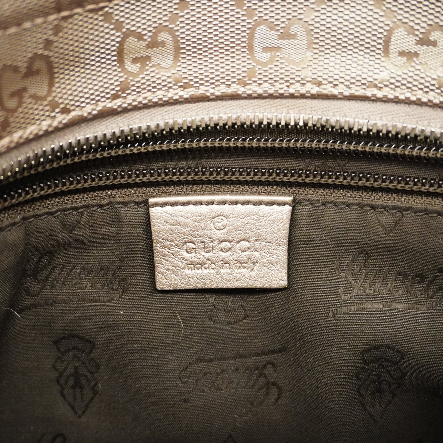 GUCCI  GG Imprime 201538 Women's Leather Shoulder Bag Gray