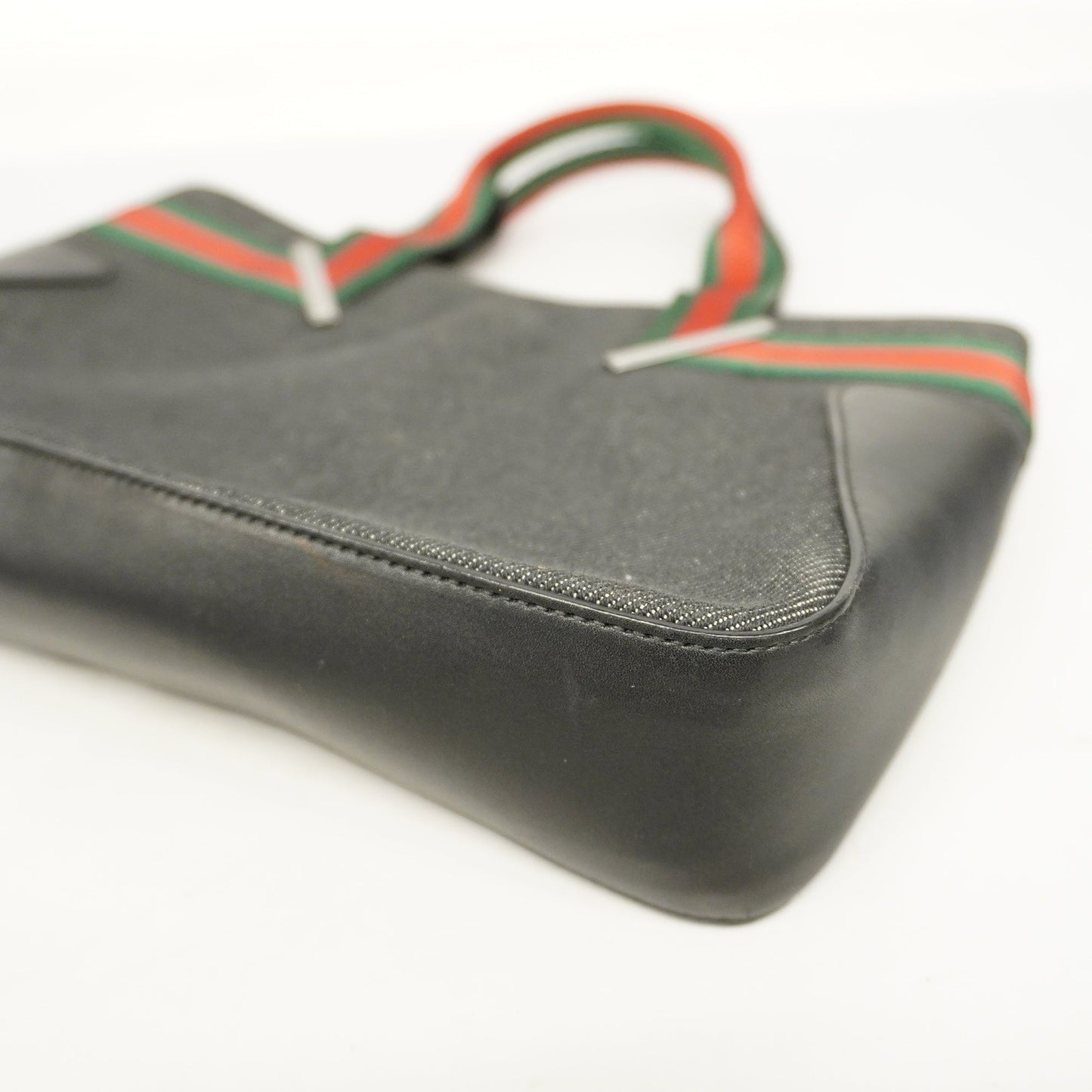 GUCCIAuth  Sherry Line 73984 Women's Denim,Leather Handbag Black