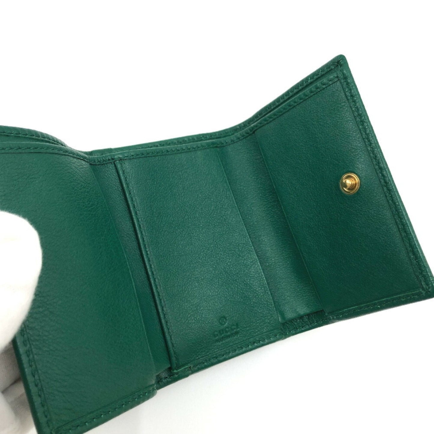 Gucci trifold wallet bamboo medium 658633 leather green ladies GUCCI