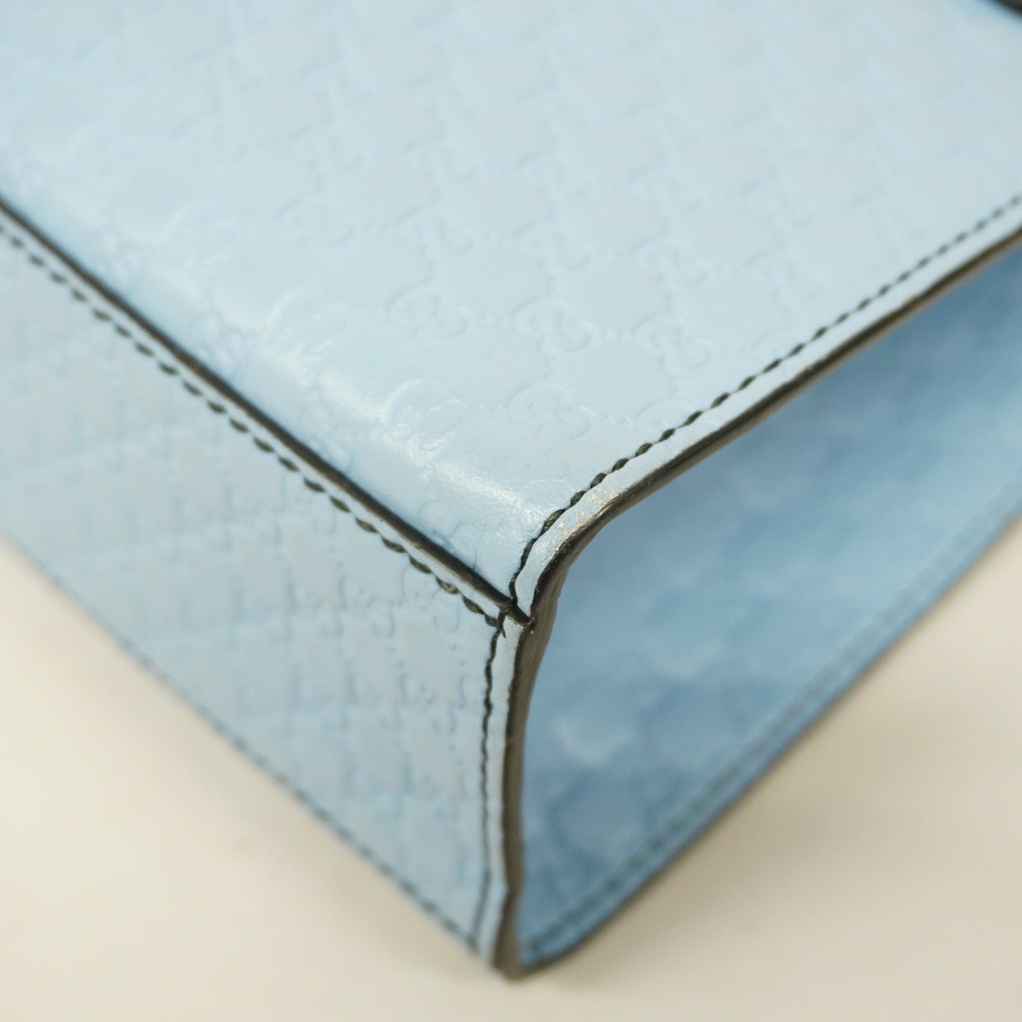 GUCCIAuth  Micro GG Emily 449635 Women's Leather Shoulder Bag Light Blue