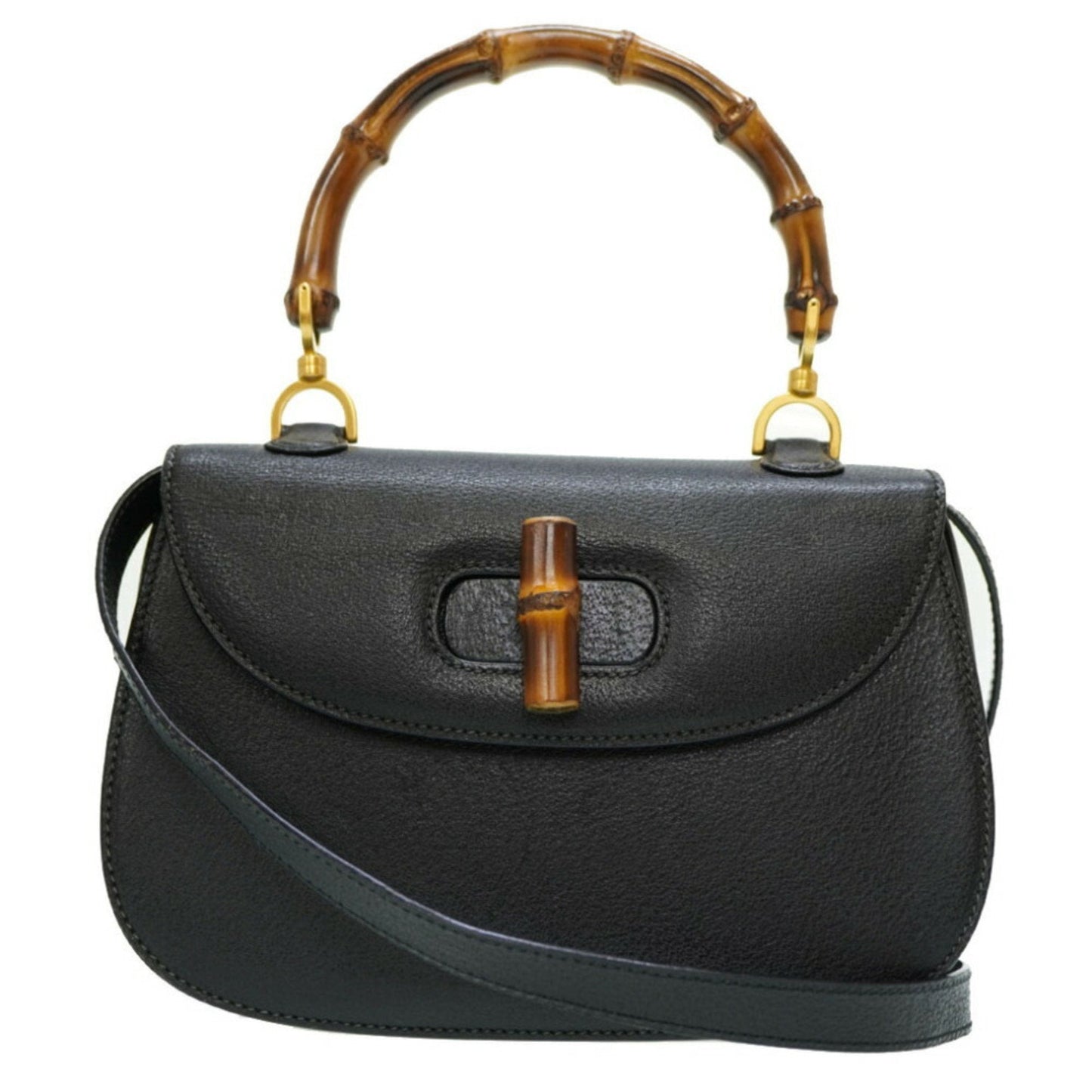 Gucci bamboo shoulder hand Bag leather black