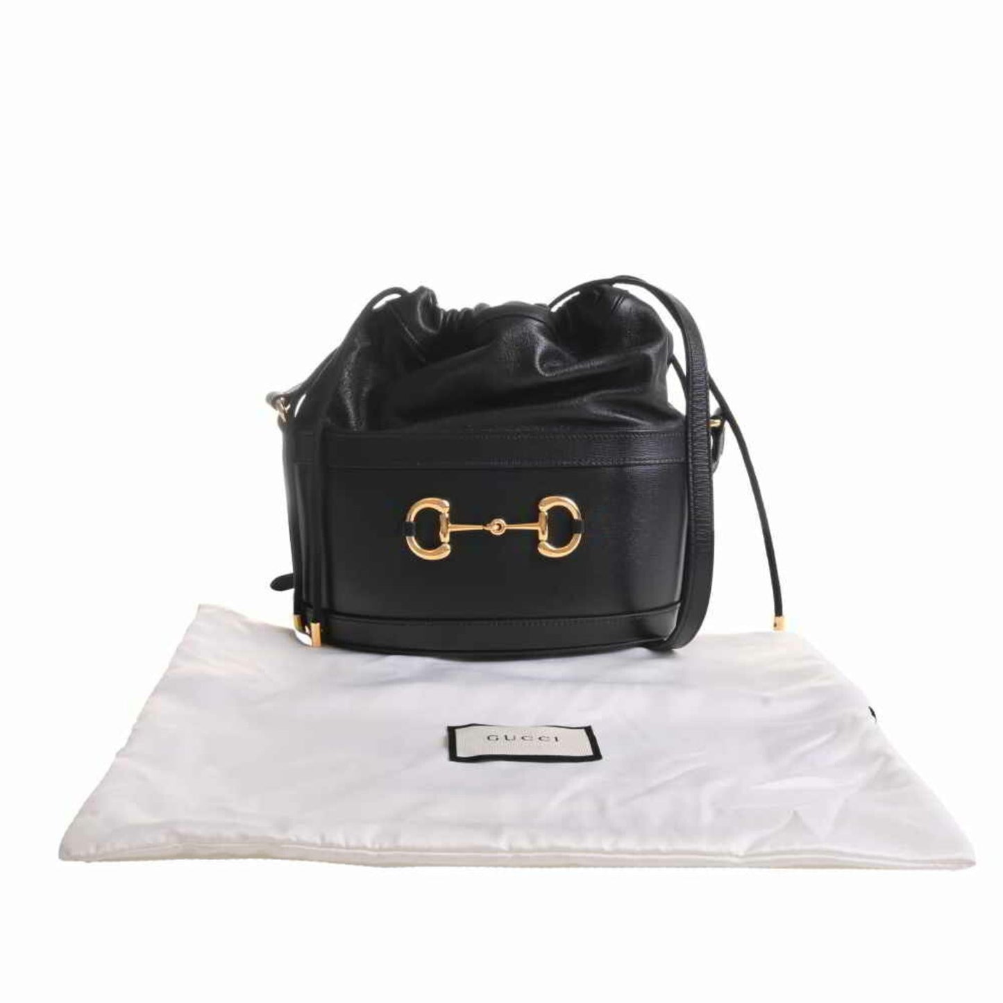 Gucci horsebit leather bucket bag shoulder black
