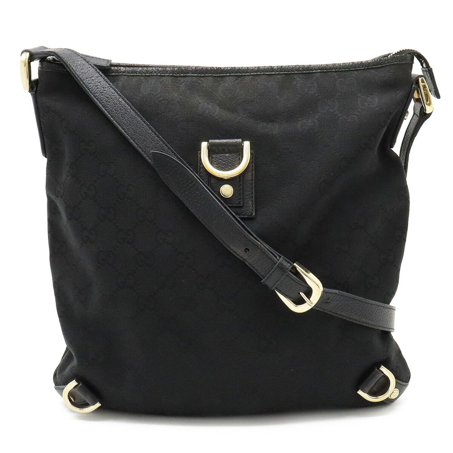 GUCCI GG canvas shoulder bag leather black 131326