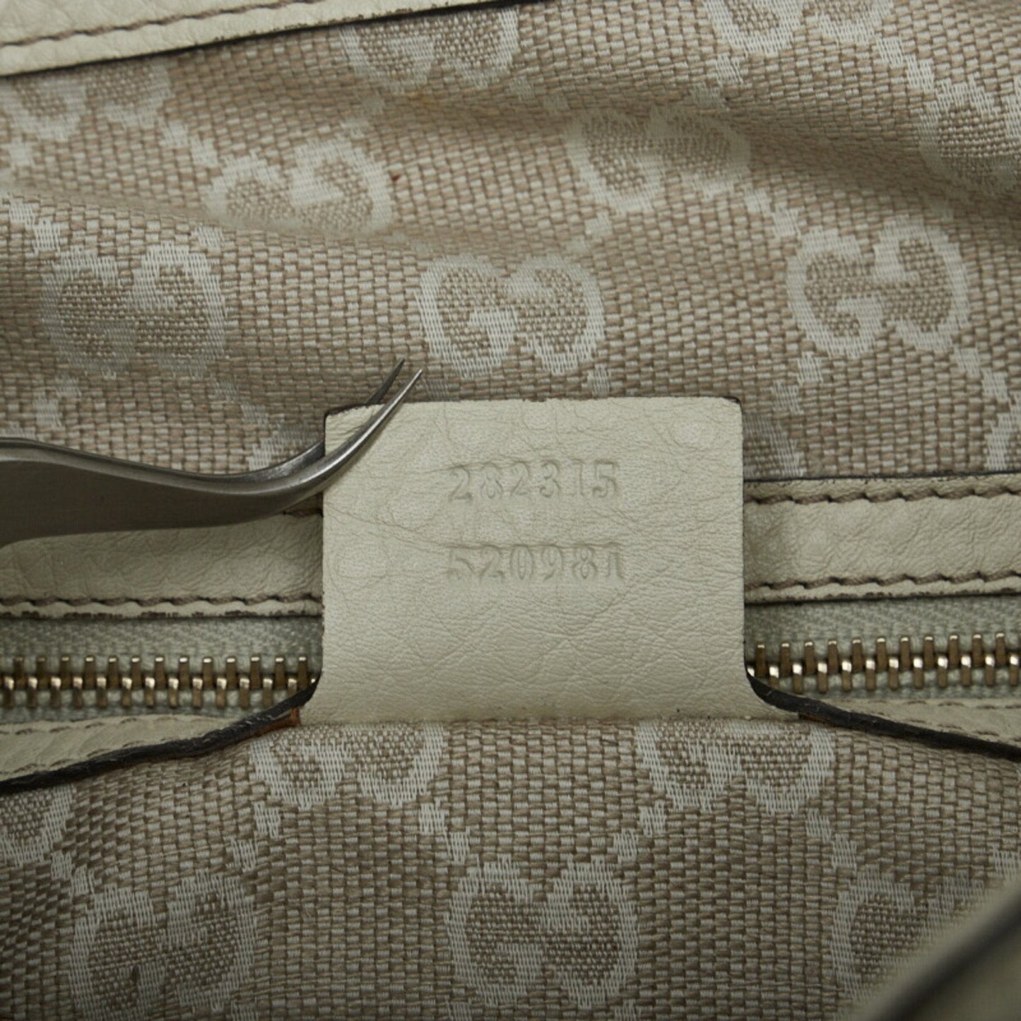Gucci Bamboo GG Canvas HandBag Shoulder Bag 282315 White Leather Ladies