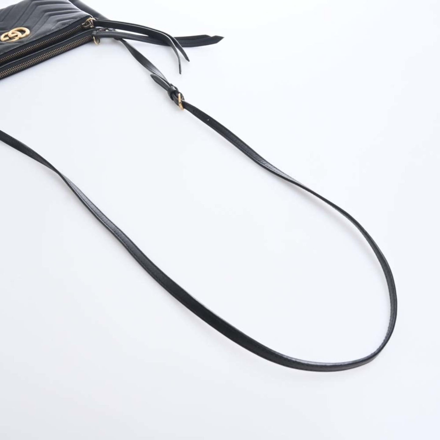 GUCCI GG Marmont Leather Shoulder Bag 453878 Black Women's