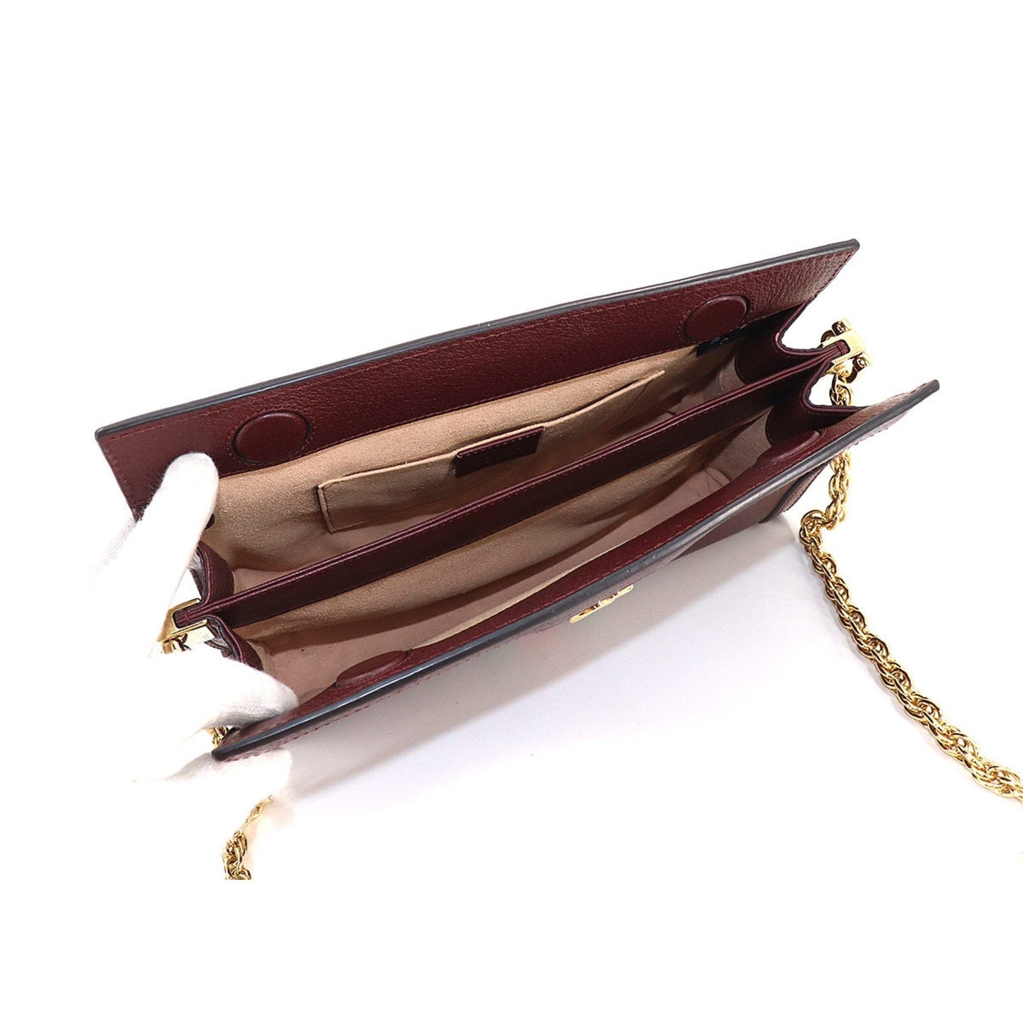 Gucci Ophidia GG Small Shoulder Bag Leather Bordeaux 503877
