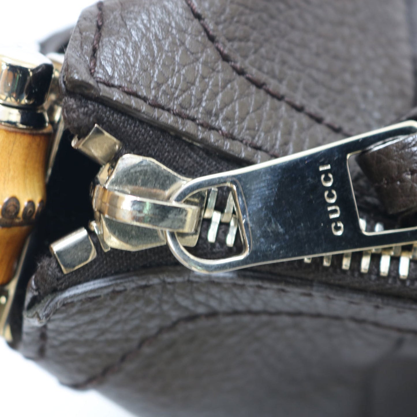 Gucci Shoulder Bag Bamboo Handbag Brown Ladies