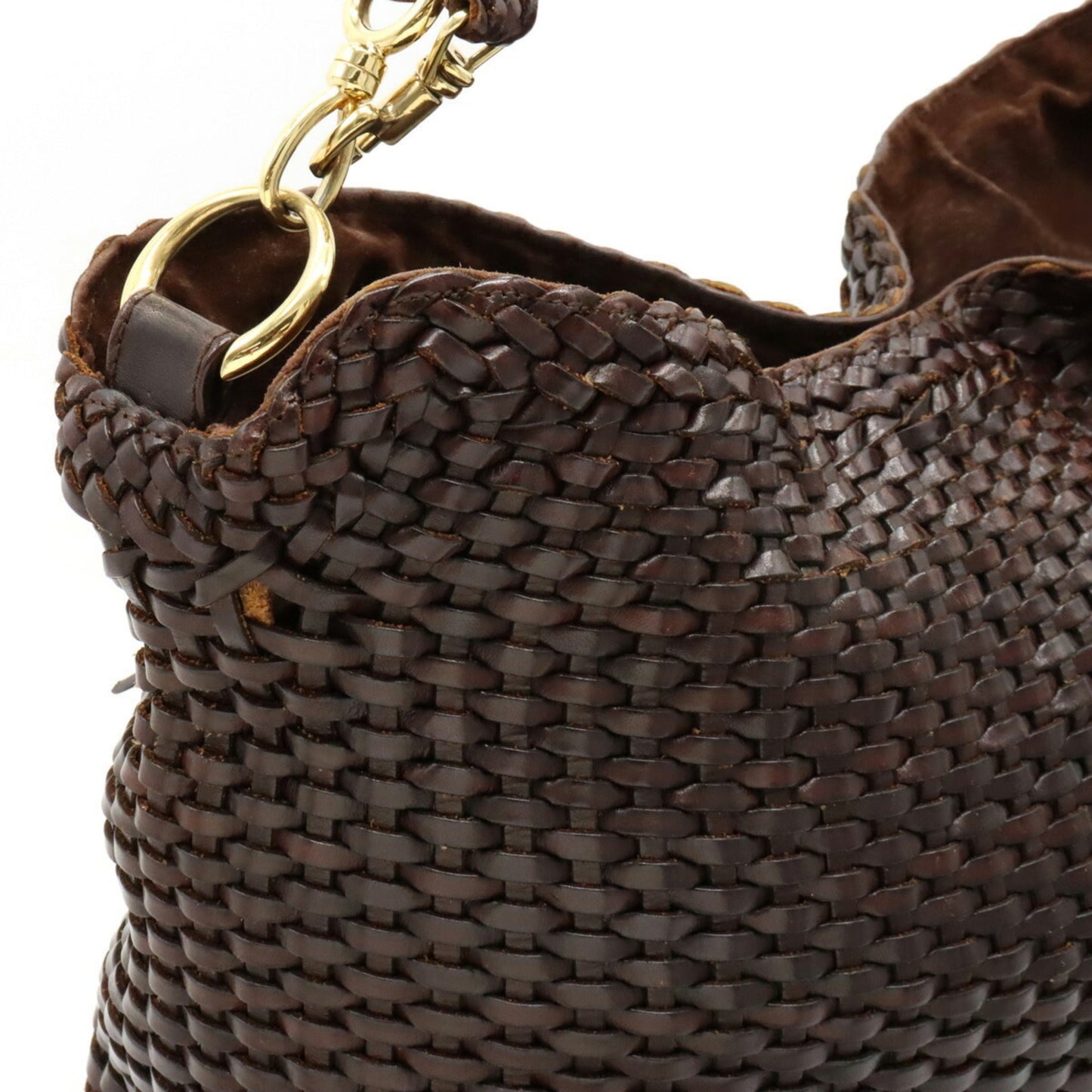 Gucci Bamboo HandBag Shoulder Bag Leather Dark Brown 001.2404.1577