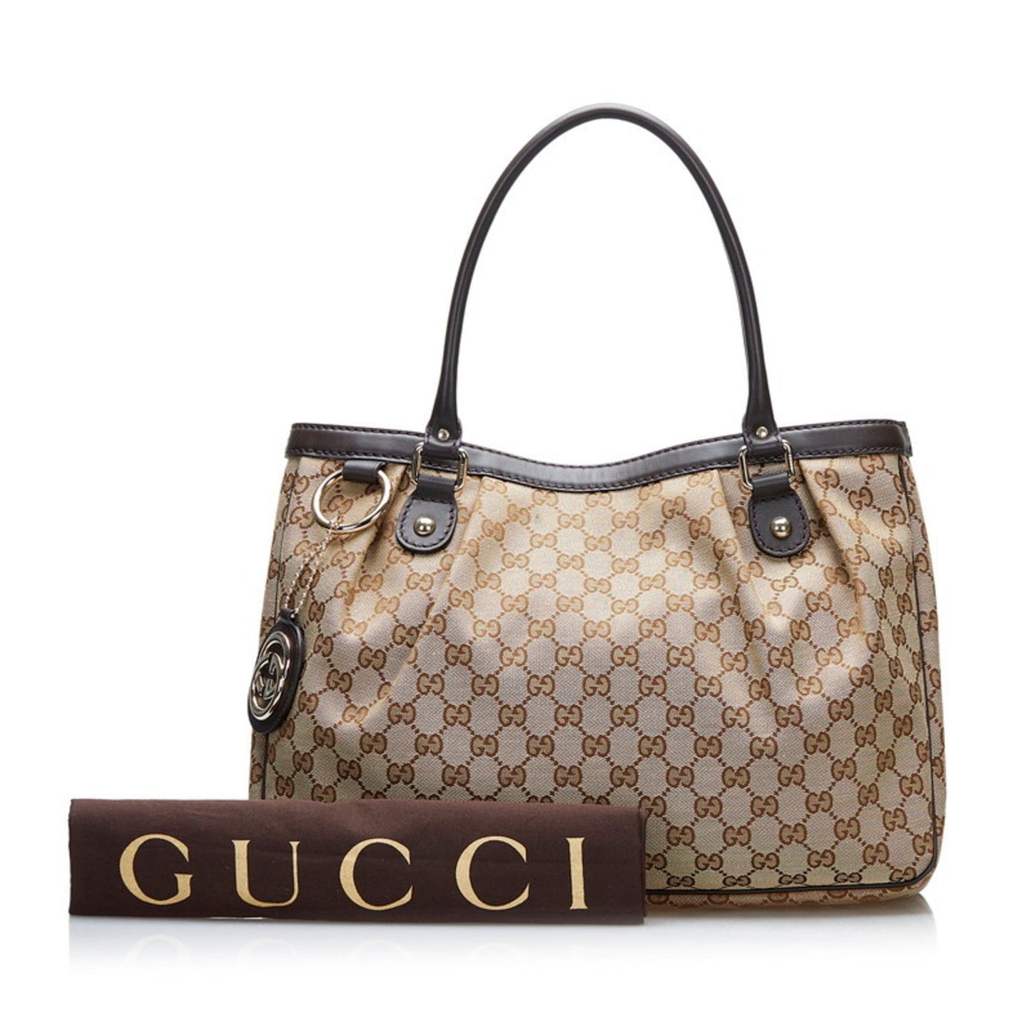 Gucci GG Canvas Suki Tote Bag Shoulder 296835 Beige Brown Leather Ladies Gucci