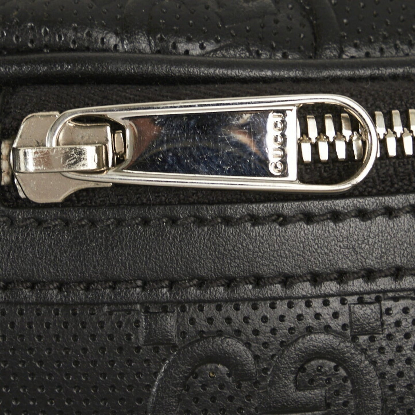 GUCCI GG embossed waist bag body shoulder 645093 black leather men's