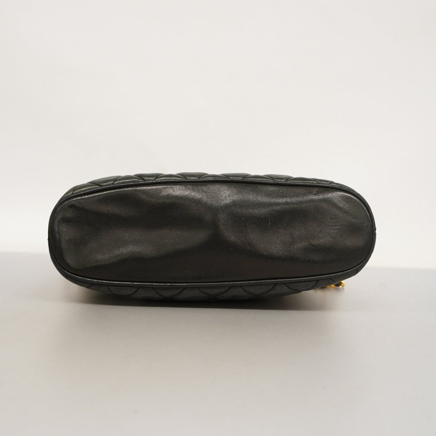 CHANELAuth  Matelasse Chain Shoulder With Fringes Leather Shoulder Bag Black