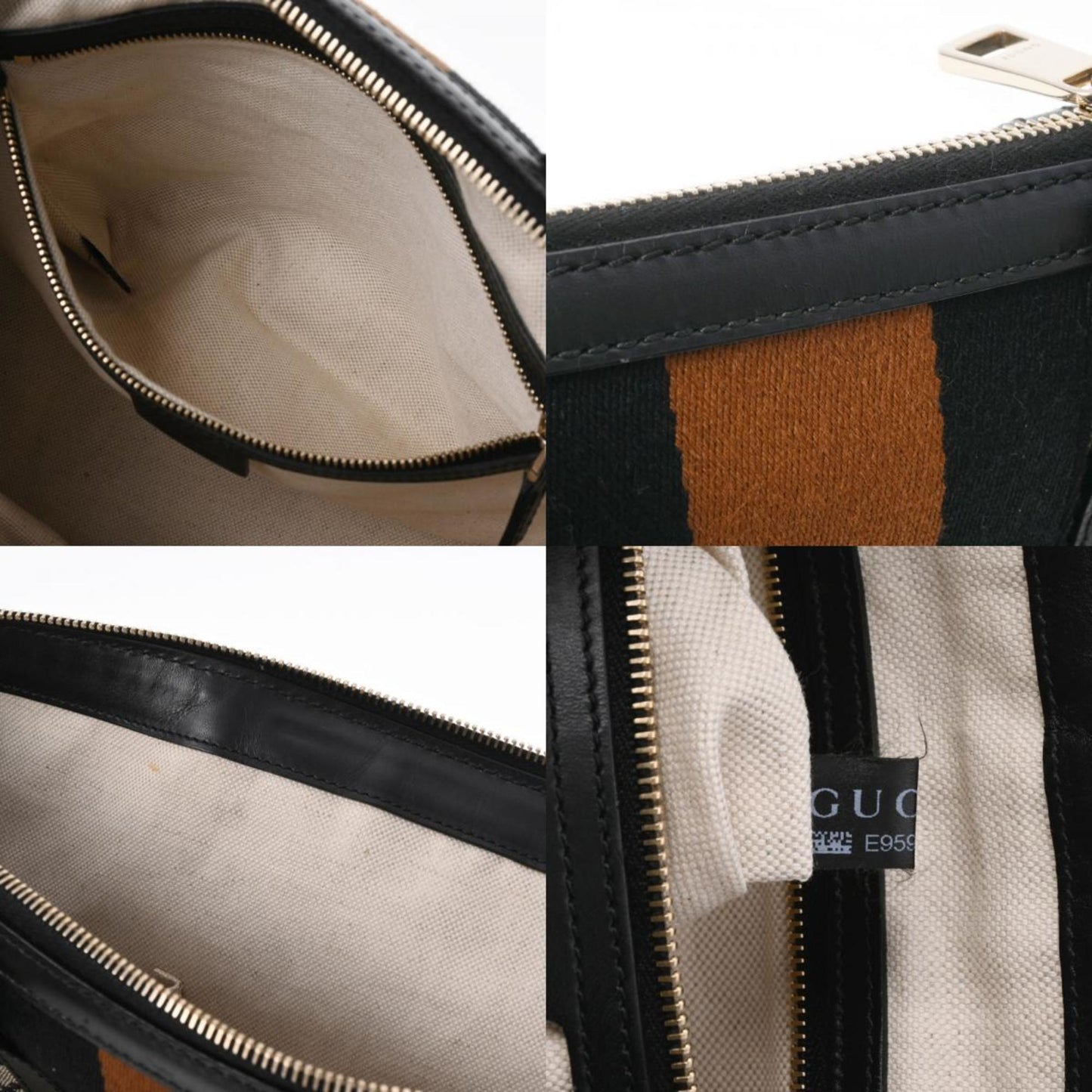 Gucci Diamante 2way Beige/Black/Brown 257341 Ladies Canvas Leather Tote Bag