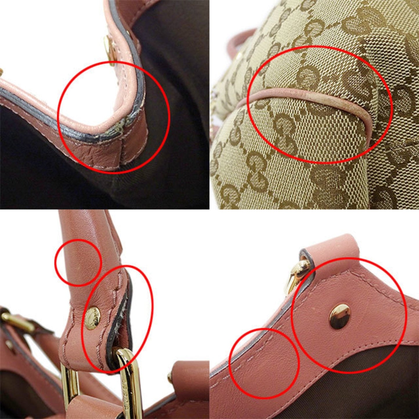 Gucci Bag Ladies Tote HandBag GG Canvas Suki 211944 Beige Brown Pink