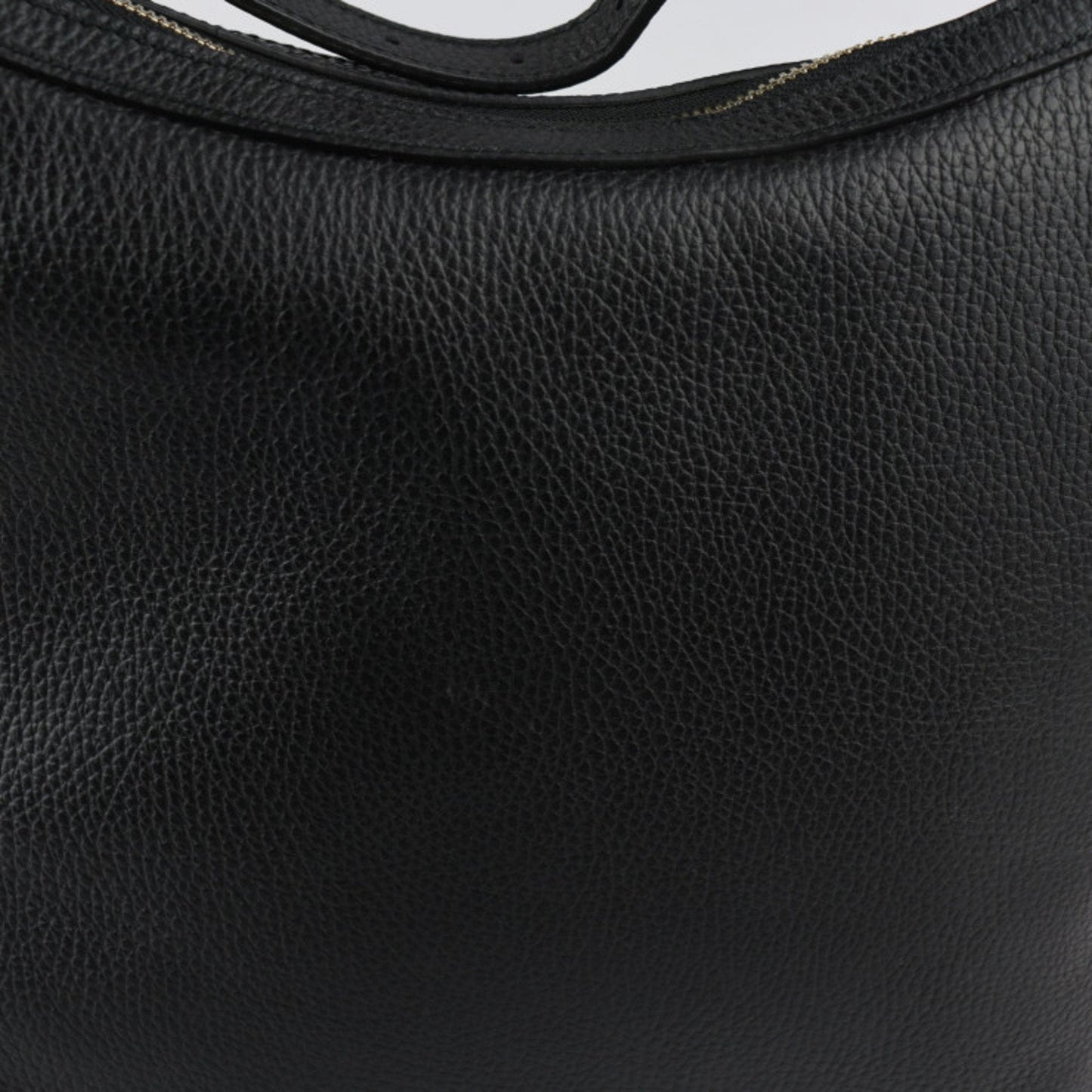 Gucci Shoulder Bag 449711 Leather Black Gold Hardware One GG Charm