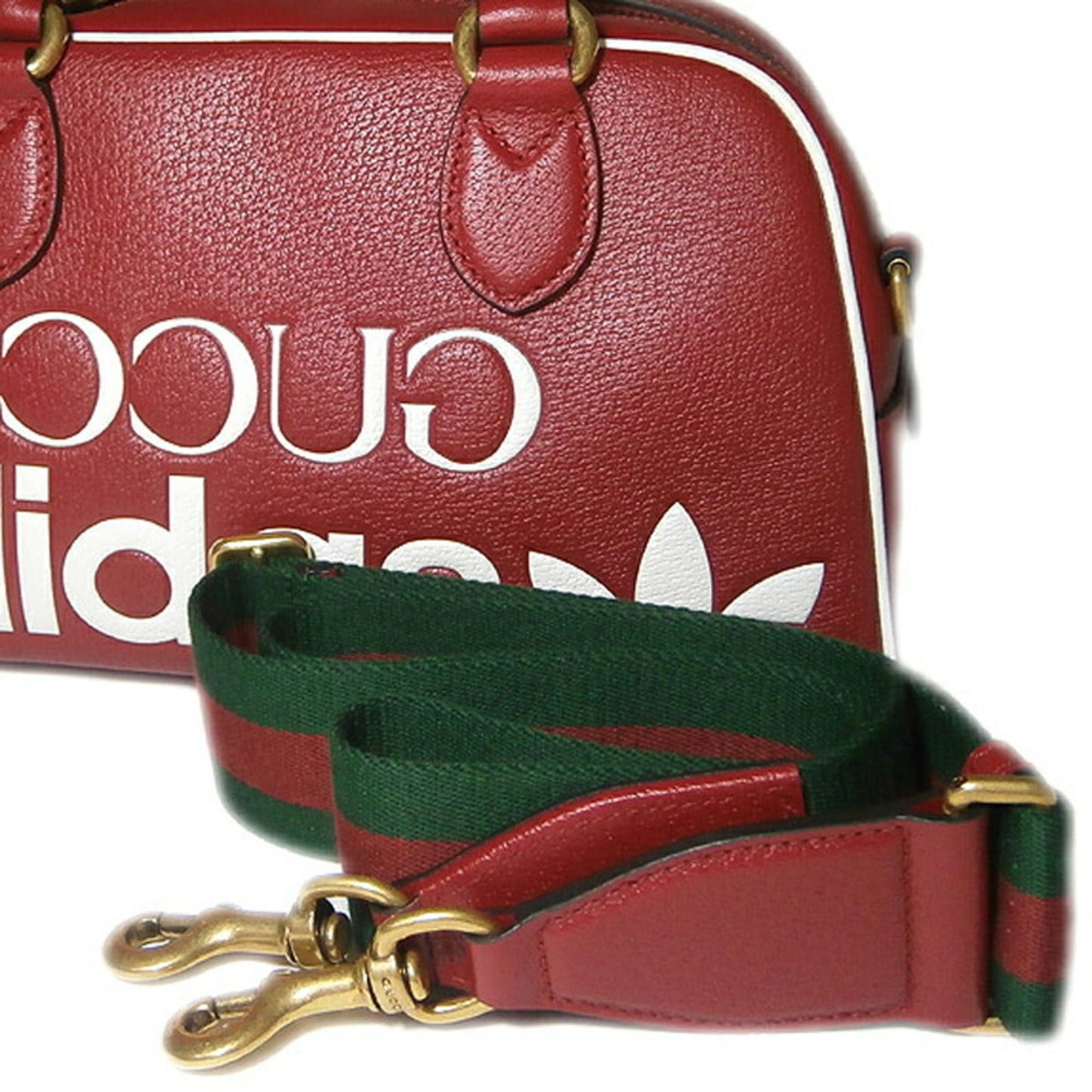 Gucci adidasxGucci Collaboration Mini Duffle Bag Boston Leather Red 702397