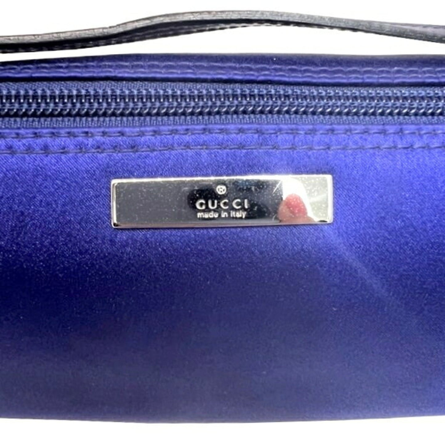 Gucci Accessory Pouch 039.1103 Satin Leather Blue Mini Bag Ladies