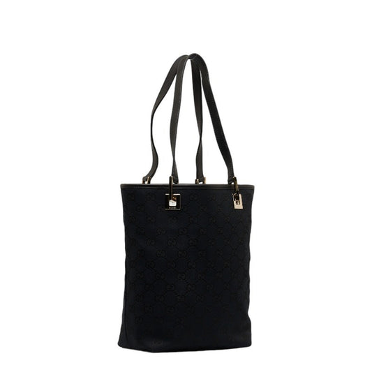 GUCCI GG canvas handbag tote bag 002 1099 black leather ladies