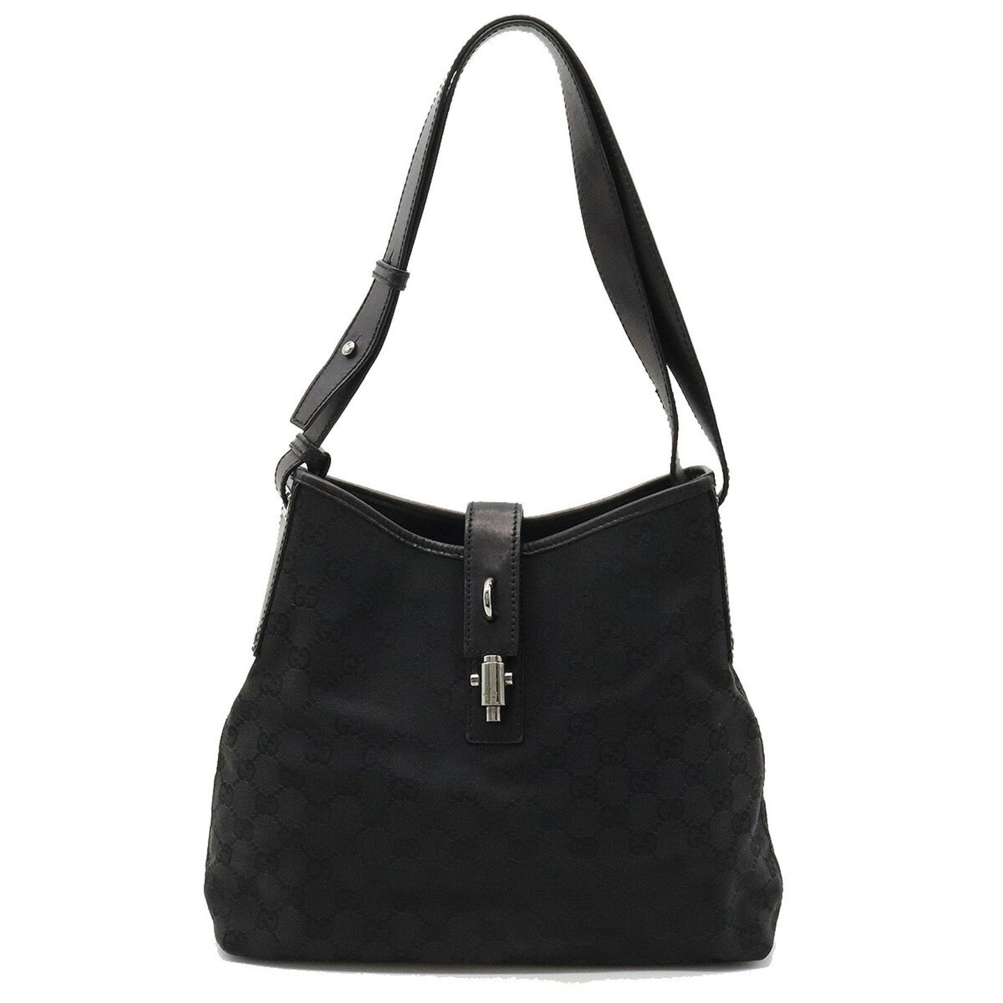 GUCCI GG Canvas New Jackie Shoulder Bag Leather Black 110291
