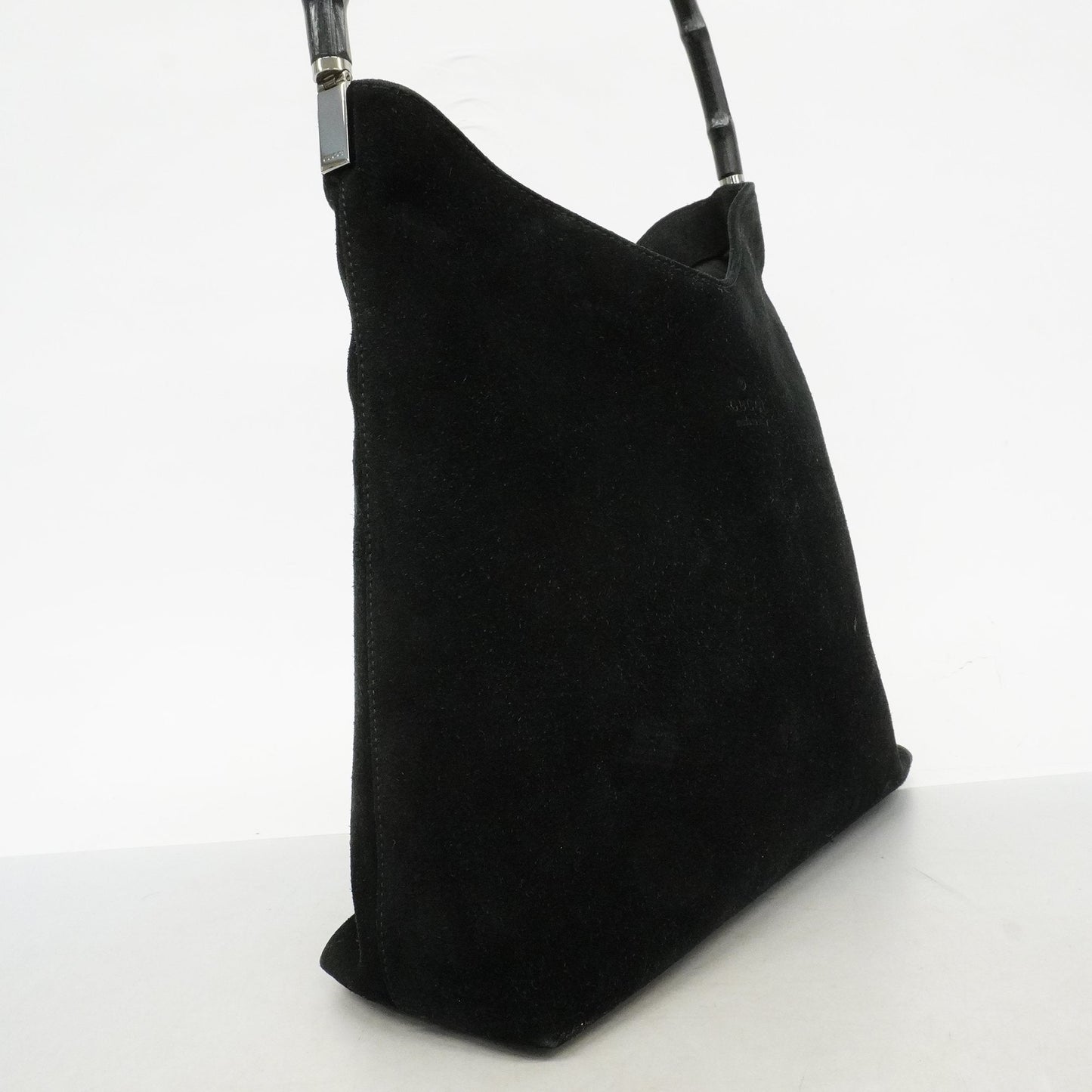 Gucci Bamboo Offdia 001 3244 Women's Suede Shoulder Bag Black