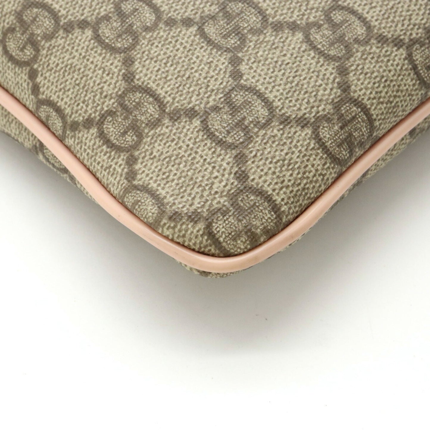 GUCCI GG Supreme Plus Shoulder Bag PVC Patent Leather Khaki Beige Baby Pink 201446