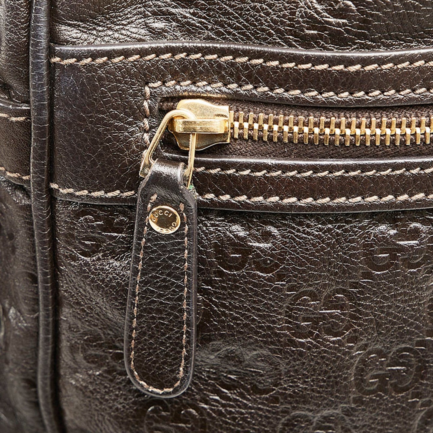GUCCIsima Shoulder Bag 201448 Brown Leather Men's