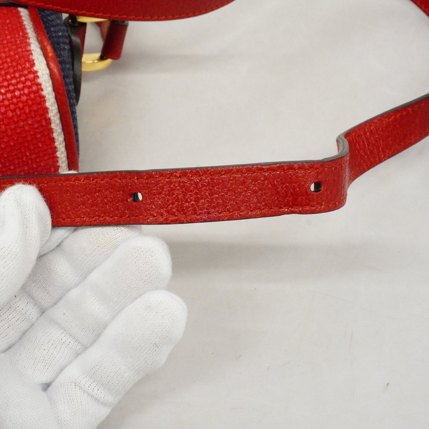 Gucci 517350 Women's Canvas Shoulder Bag Blue,Red Color,White