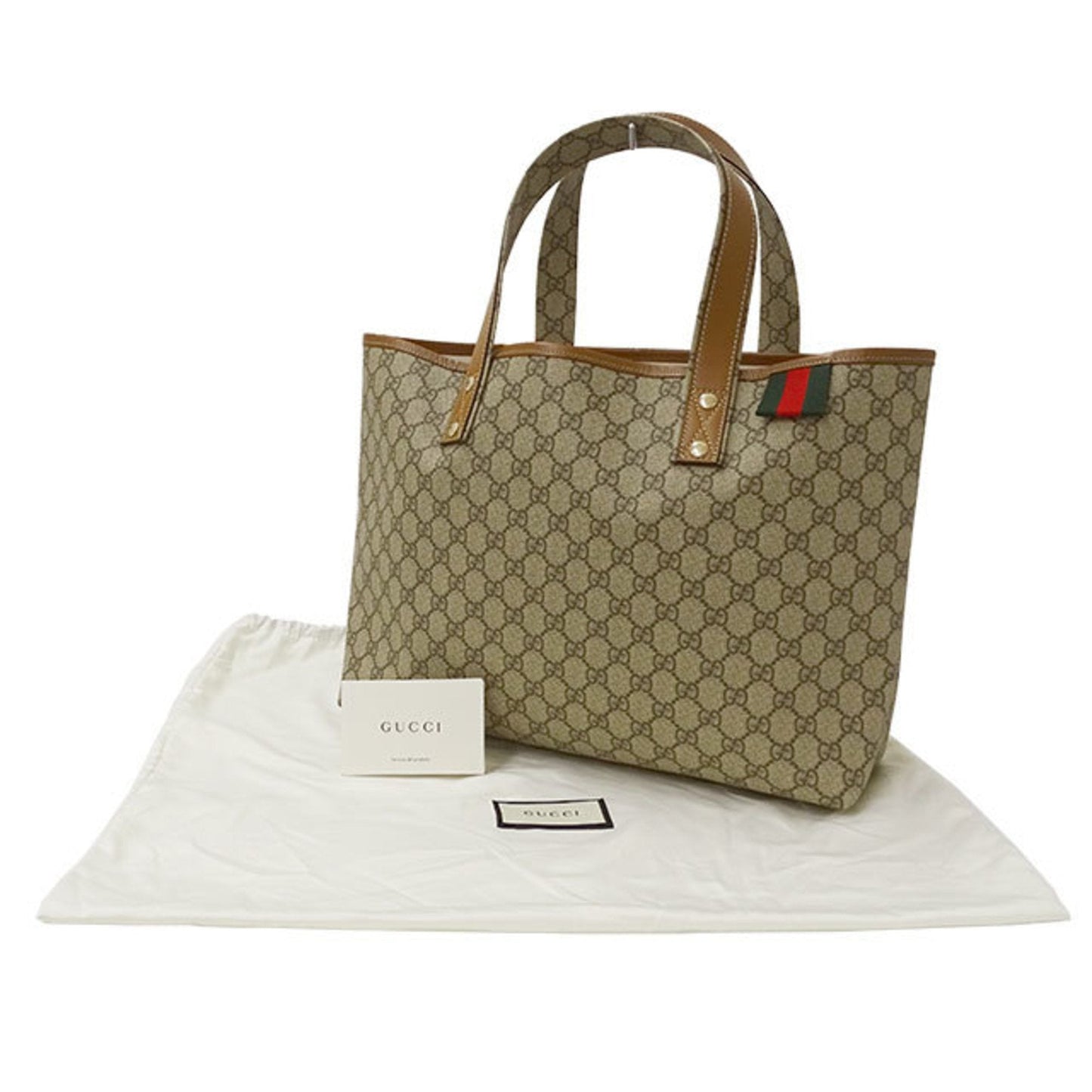 Gucci Bag Ladies Tote GG Plus Sherry Greige 211134