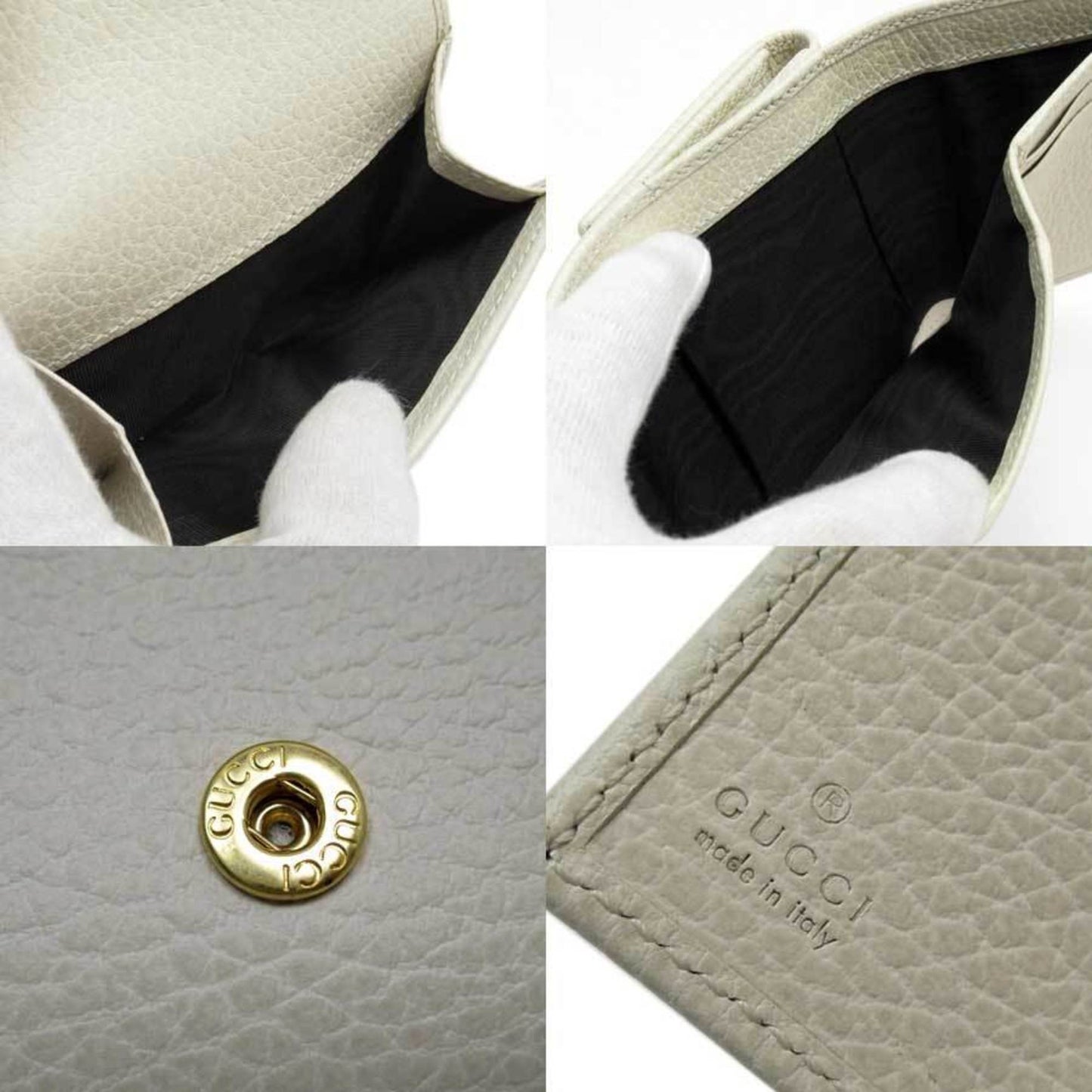 Gucci W Hook Bi-Fold Wallet Double G Gold Leather GUCCI Women