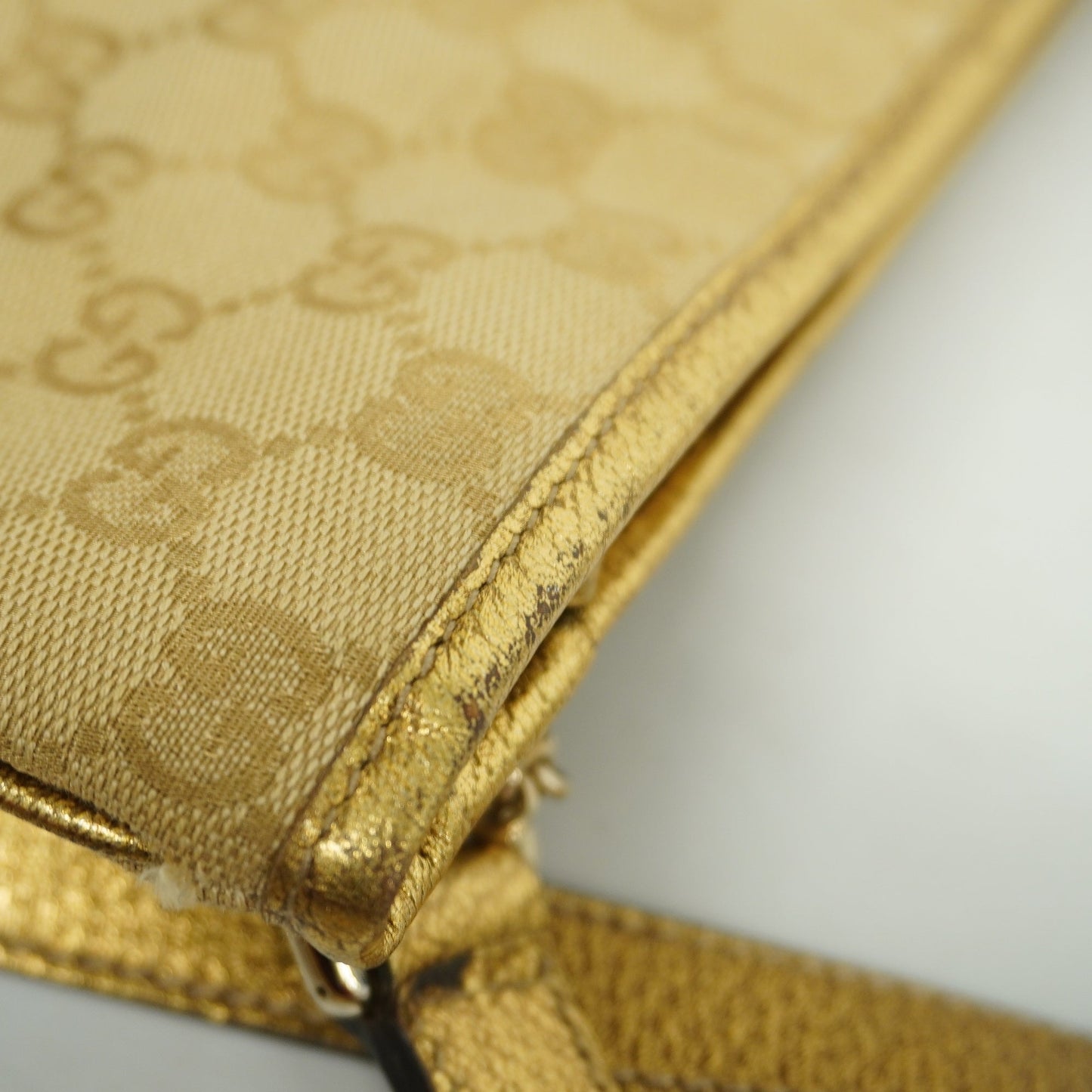 GUCCI  GG Canvas Shoulder Bag 144388 Women's Leather Beige,Gold